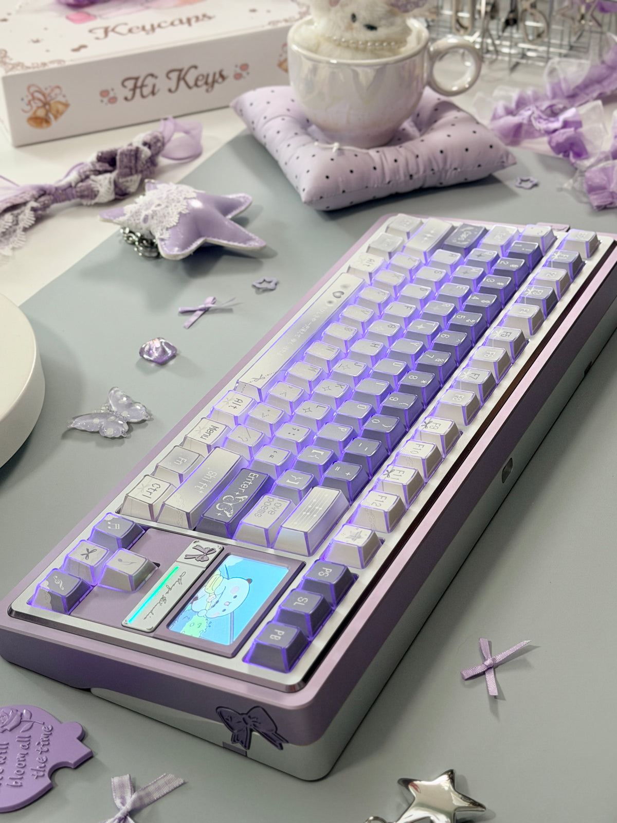 #0304 Lavender Butterfly Dream Keycaps | Pastel Blue Purple Fairycore Mechanical Keyboard Keycaps