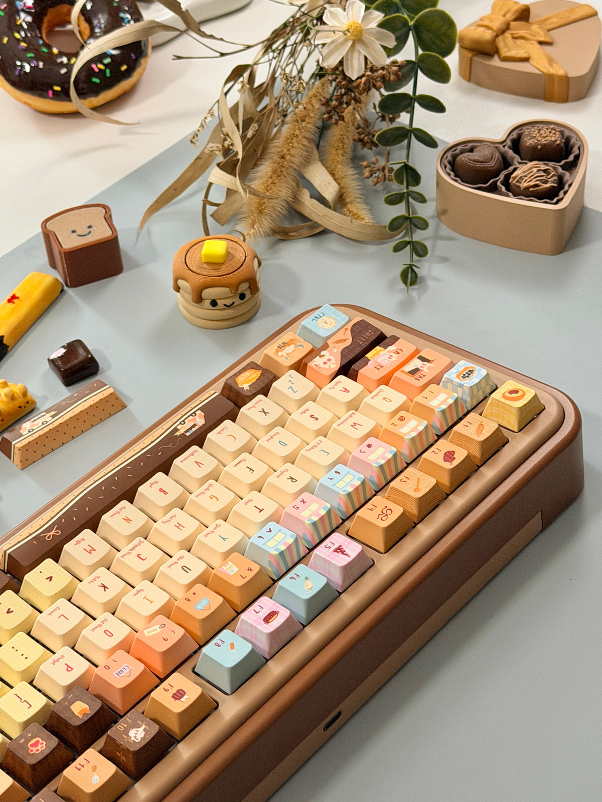#0307 LazyR Bread Bunny Artisan Keycap | Double-Sided Bread Rabbit Keycap | Cute Bakery-Themed Handmade Keycap for Mechanical Keyboards