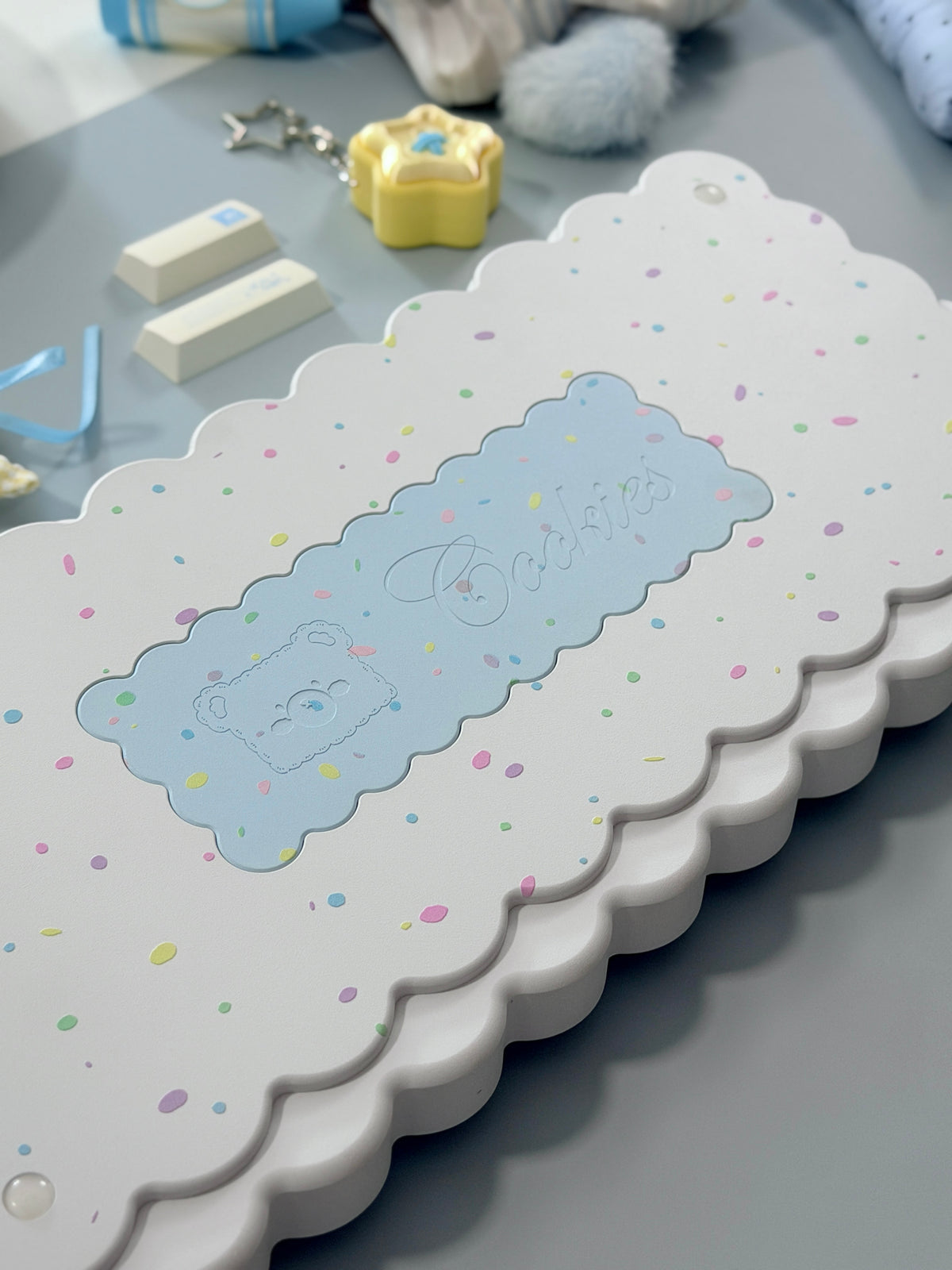 ONLY 1 Instock Prebuilt Aluminum Custom Mechanical Keyboard Cookies75 Blue White Sugar Set
