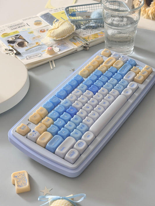ONLY 1 Instock Prebuilt Aluminum Custom Mechanical Keyboard Yummy75 Blue Set