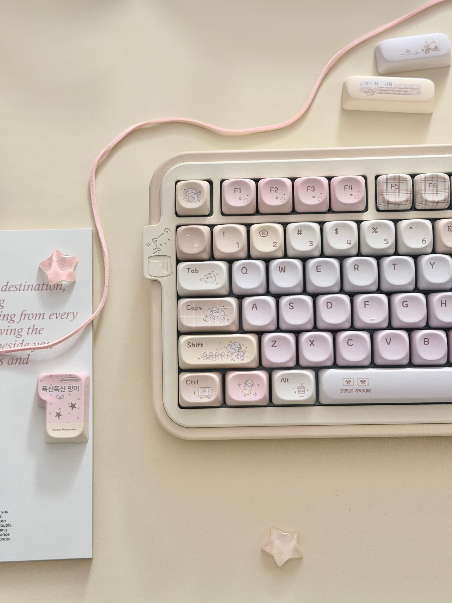 #0292 Cream Pale Pink Lamp Cake Cherry/moa Profile Keycap