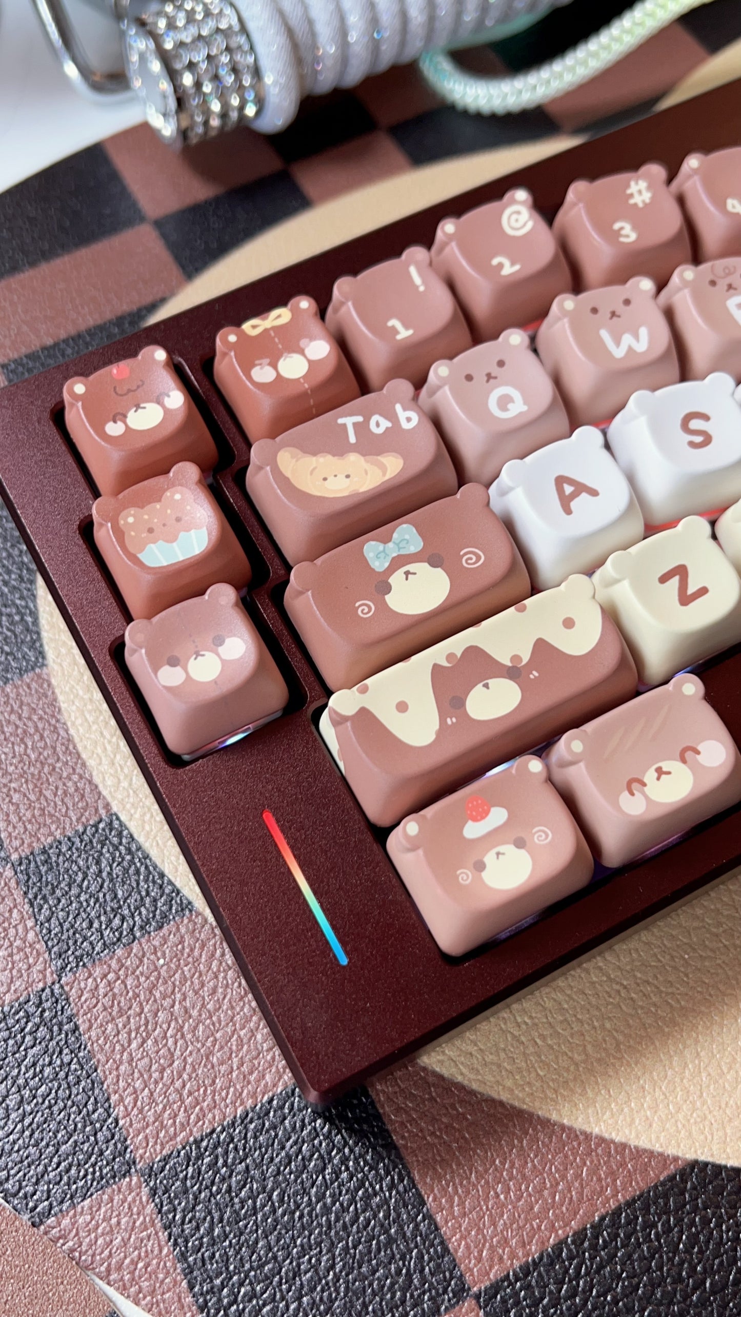 026 Brown Bear Baked Keycaps Cute and Round Skin-like Feel Designed By SOULCAT