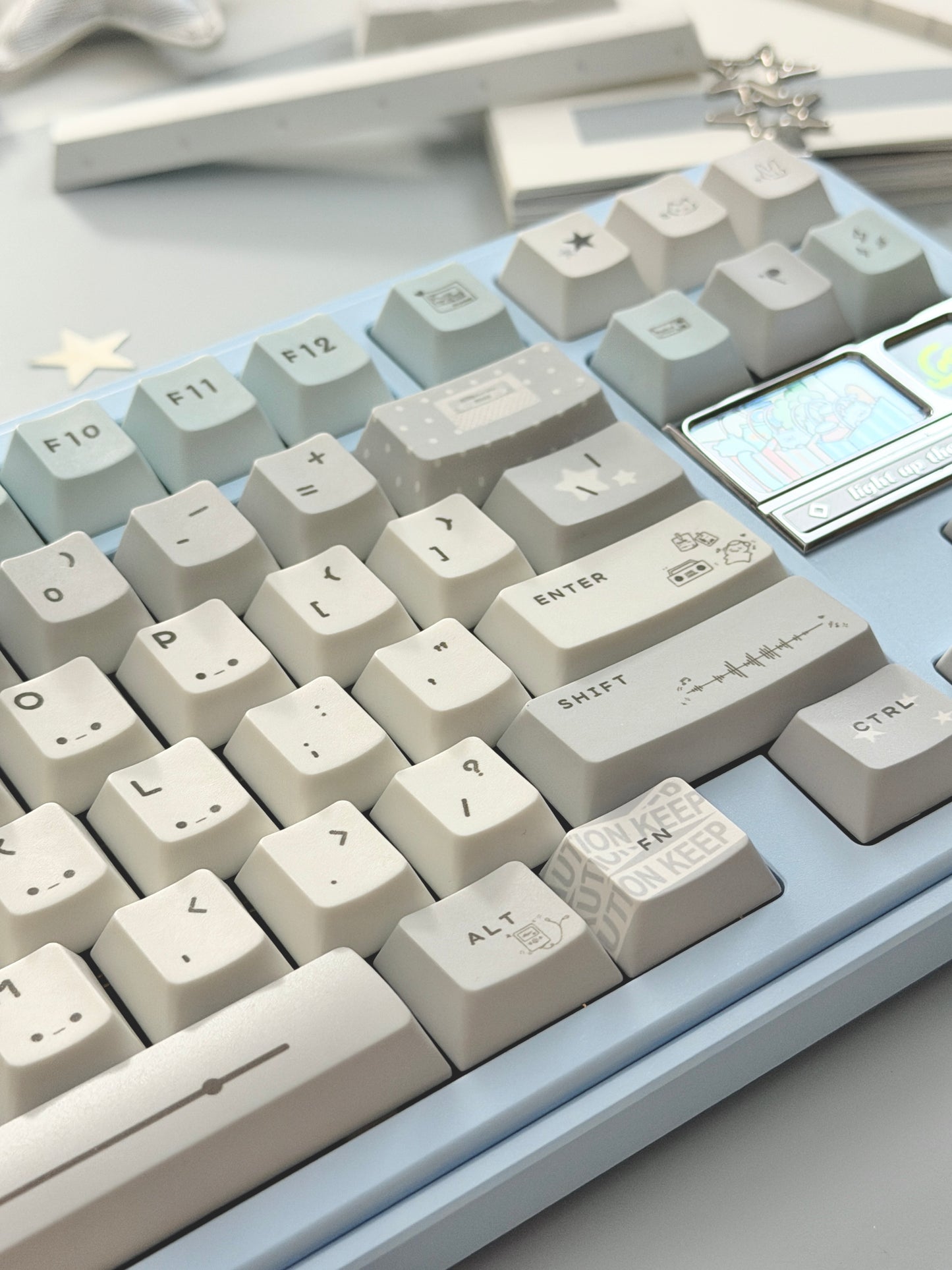 ONLY 1 Instock Prebuilt Aluminum Custom Mechanical Keyboard Bread80 Wireless Pale Blue Set