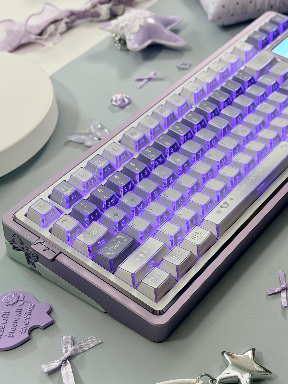#0304 Lavender Butterfly Dream Keycaps | Pastel Blue Purple Fairycore Mechanical Keyboard Keycaps