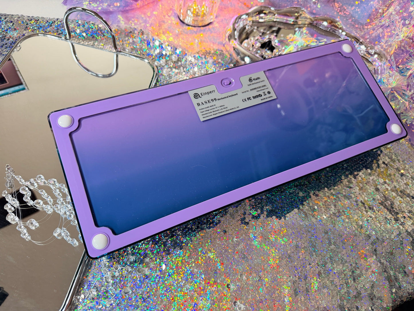 Unboxing Sample For Sales ONLY 1 Instock Prebuilt Einperr Base99 Wireless Mechanical Keyboard with PC Transparent Keycaps, Hot Swappable Custom Keyboard with Number Pad, RGB Backlit, Lulu Switch for Windows Mac - Cosmic Violet