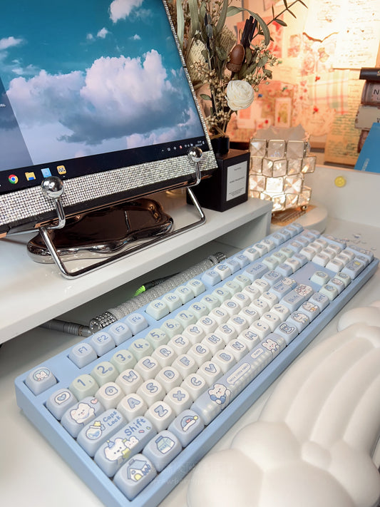 「Fully Assembled」tianyi98 Pastel Blue kawaii Bunny Customized Mechanical Keyboard