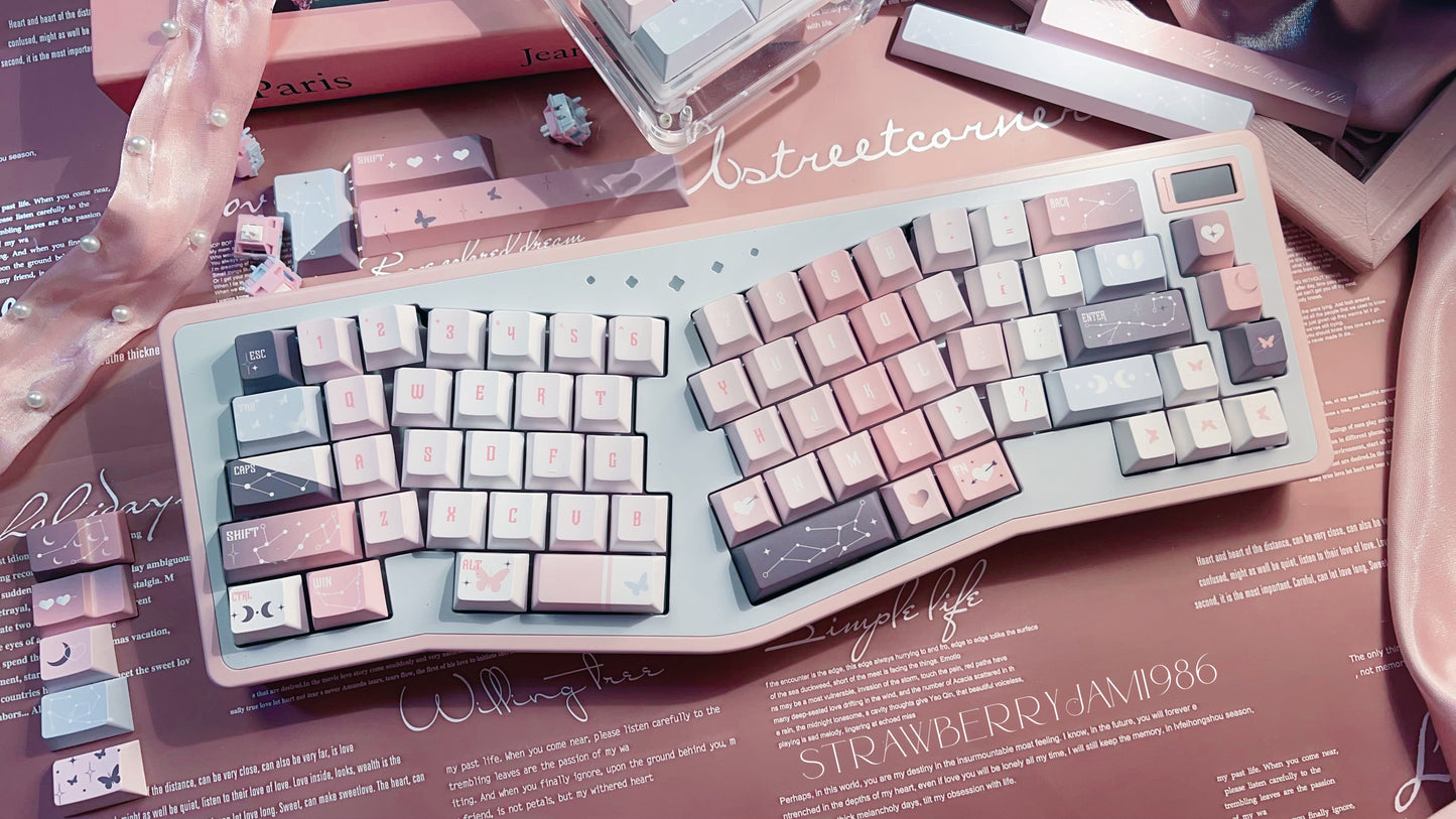 092 Star Fluctuation Gray Pink Gradual Change Advanced Sense Cherry Profile Keycap