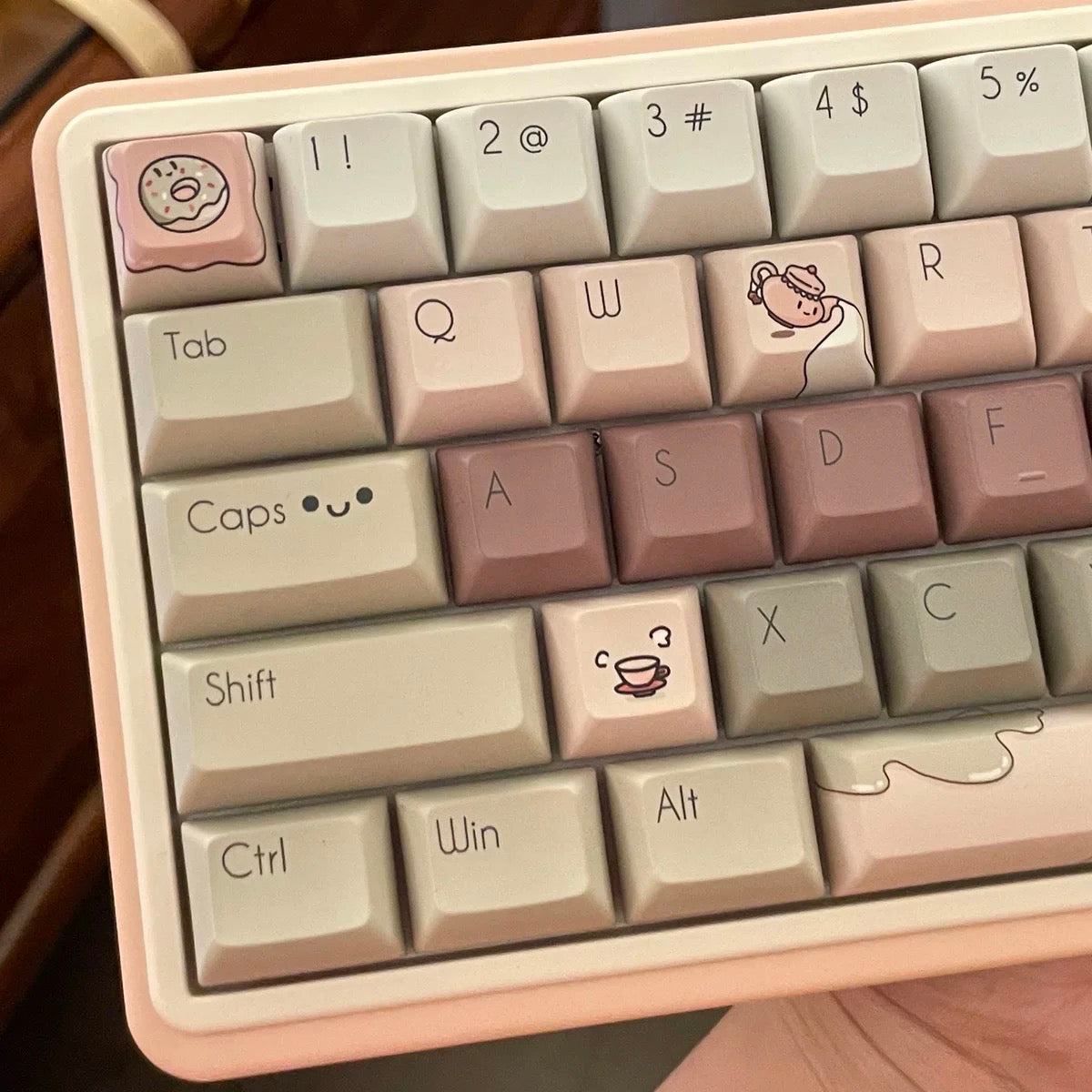 strawberryjam1986 Matcha Red Bean Mochi Original Green Five-sided Sublimation PBT Customized Keycaps