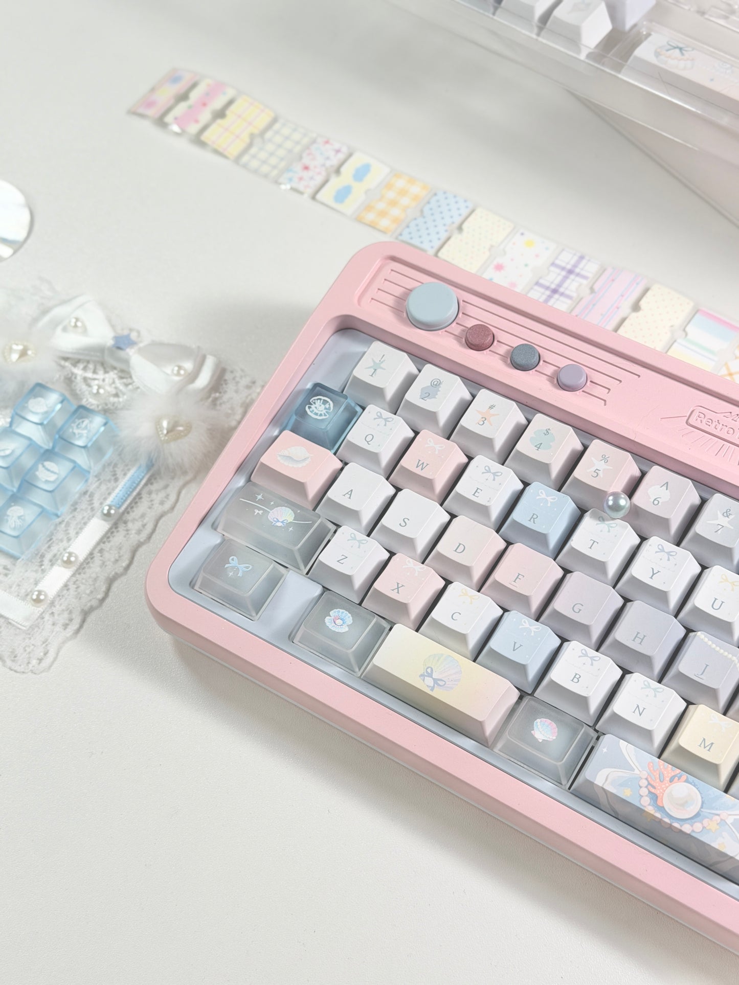 #0269 Pastel Seashell Jellyfish Pearls Keycaps With Foggy Pc Novelty Cherry Profile Designed By Miller