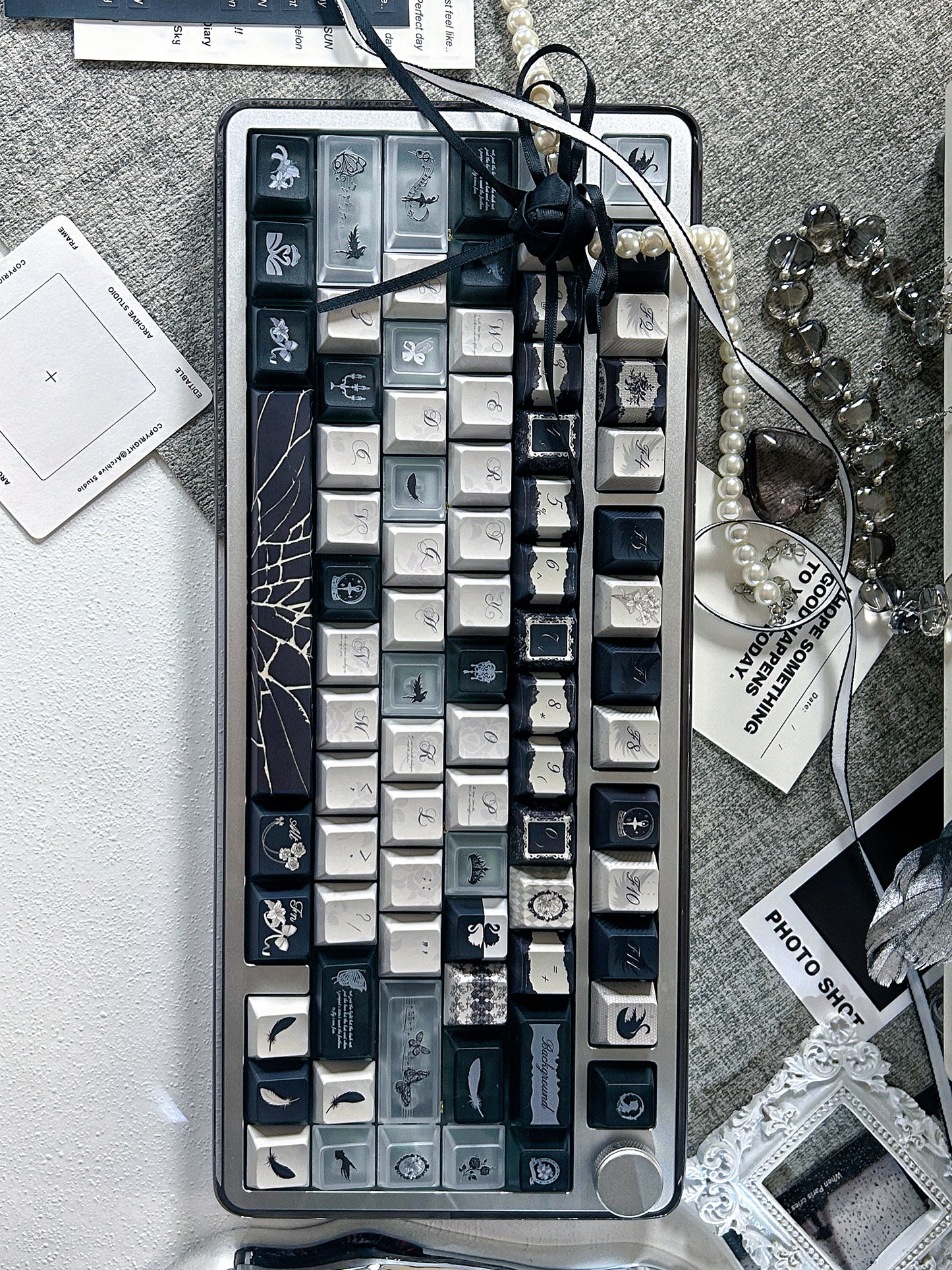 #0229 Dance of Ashes Black White Grey Keycap Designed By Miller