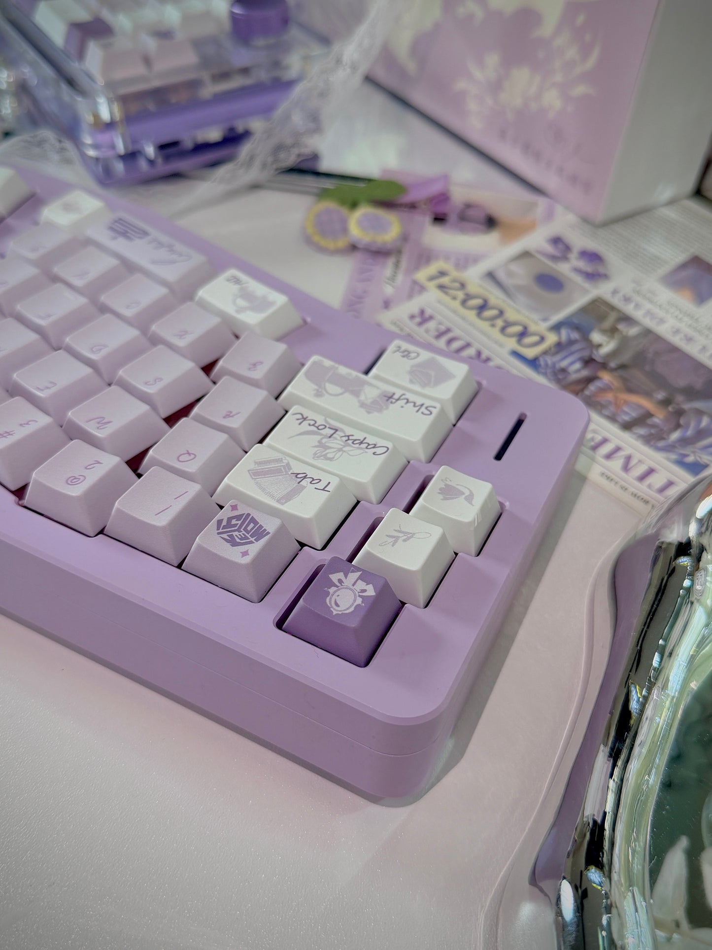 ONLY 1 Instock Prebuilt Aluminum Customized Mechanical Keyboard DIMIALICE Ergonomic Pastel Purple Keyboard Set(not including the KiiBOOM number pad)