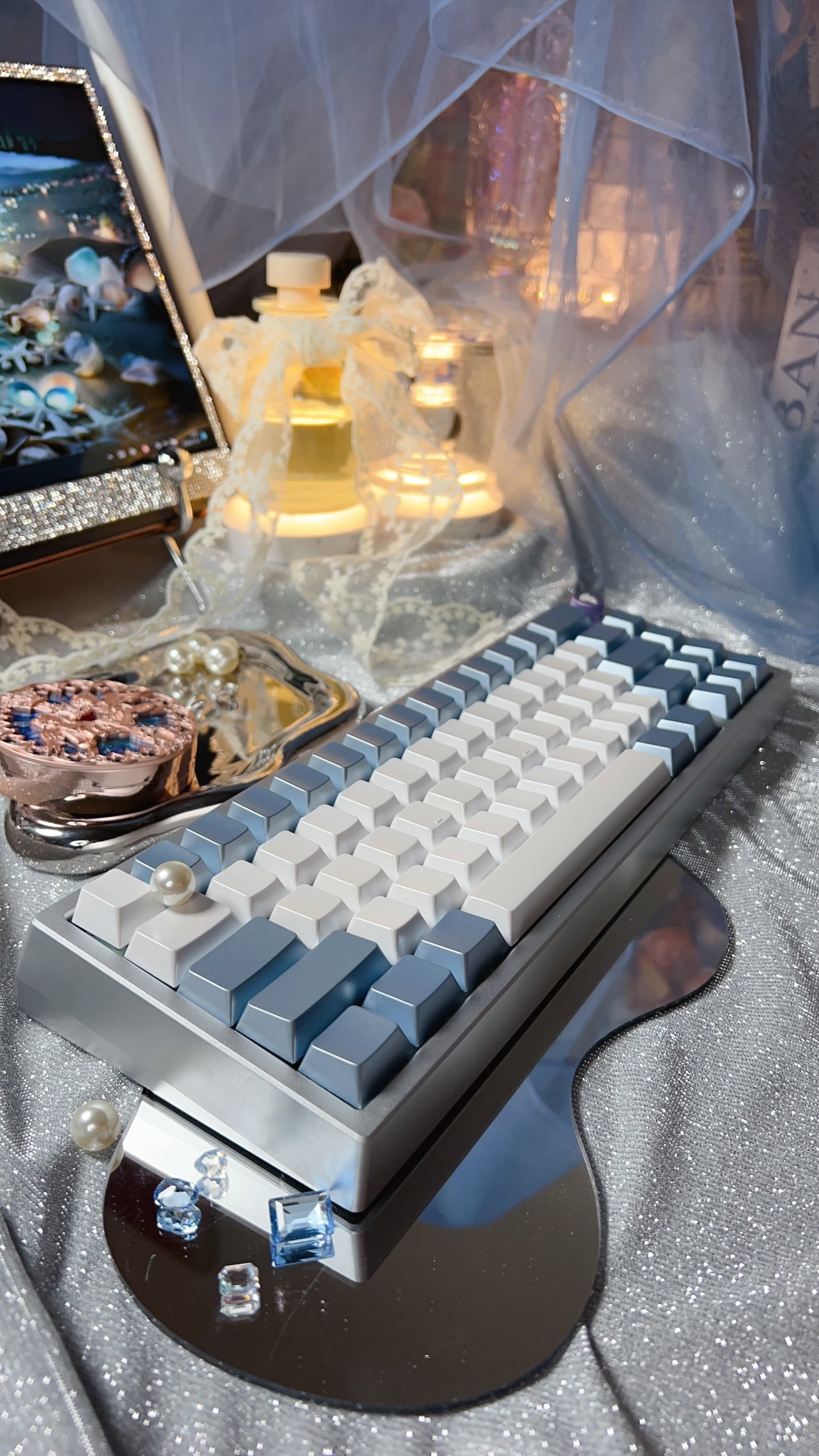 【Only 1 In-stock】 Prebuilt Meletrix ZOOM65V2 GTsilver Pink Aluminum Customized Mechanical Keyboard