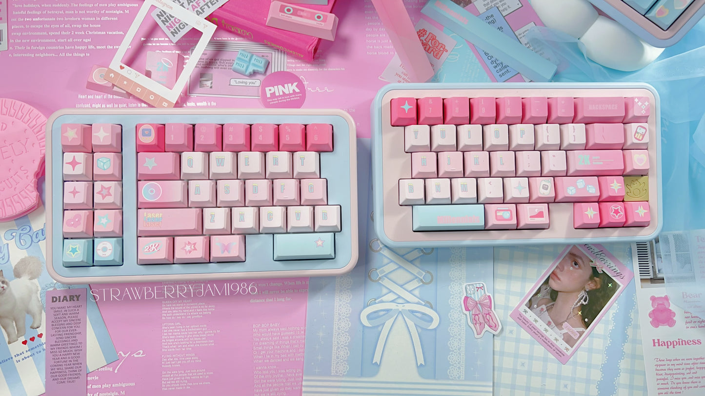 095 Millennial Girl Y2k Style Pink and Blue Keycaps Cherry Profile