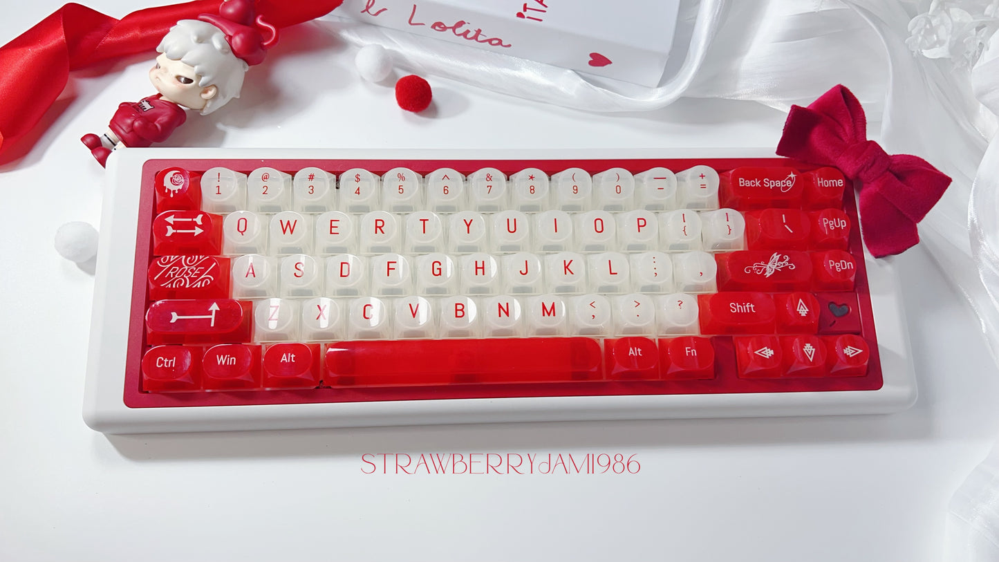 【Only 1 In-stock】Prebuilt Meow65 White Red Aluminum Customized Mechanical Keyboard