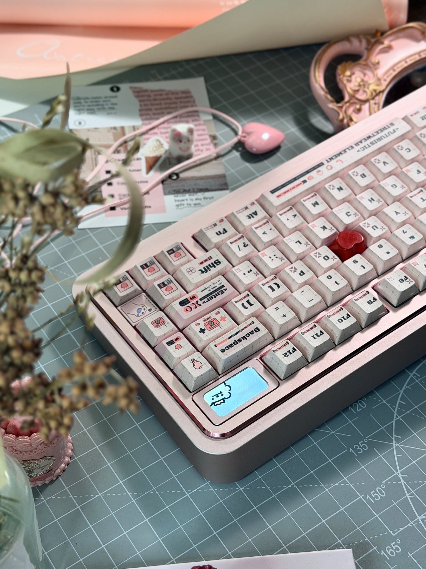 ONLY 1 Instock Prebuilt Aluminum Custom Mechanical Keyboard Bear75 Pink Anodized Set