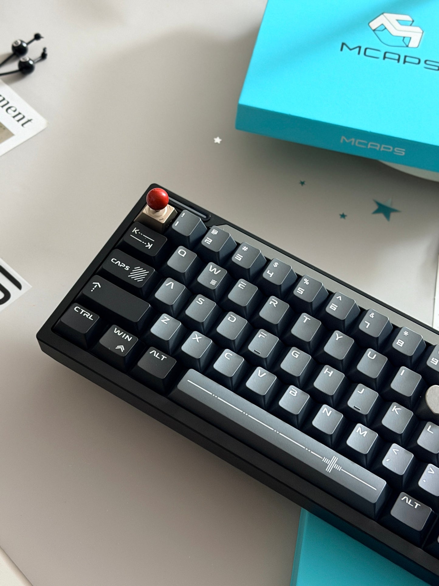 ONLY 1 Prebuilt Aluminum Custom Mechanical Keyboard Wuque Paper65 PRISM BLACK ➕ MCAPS Metal Keycap