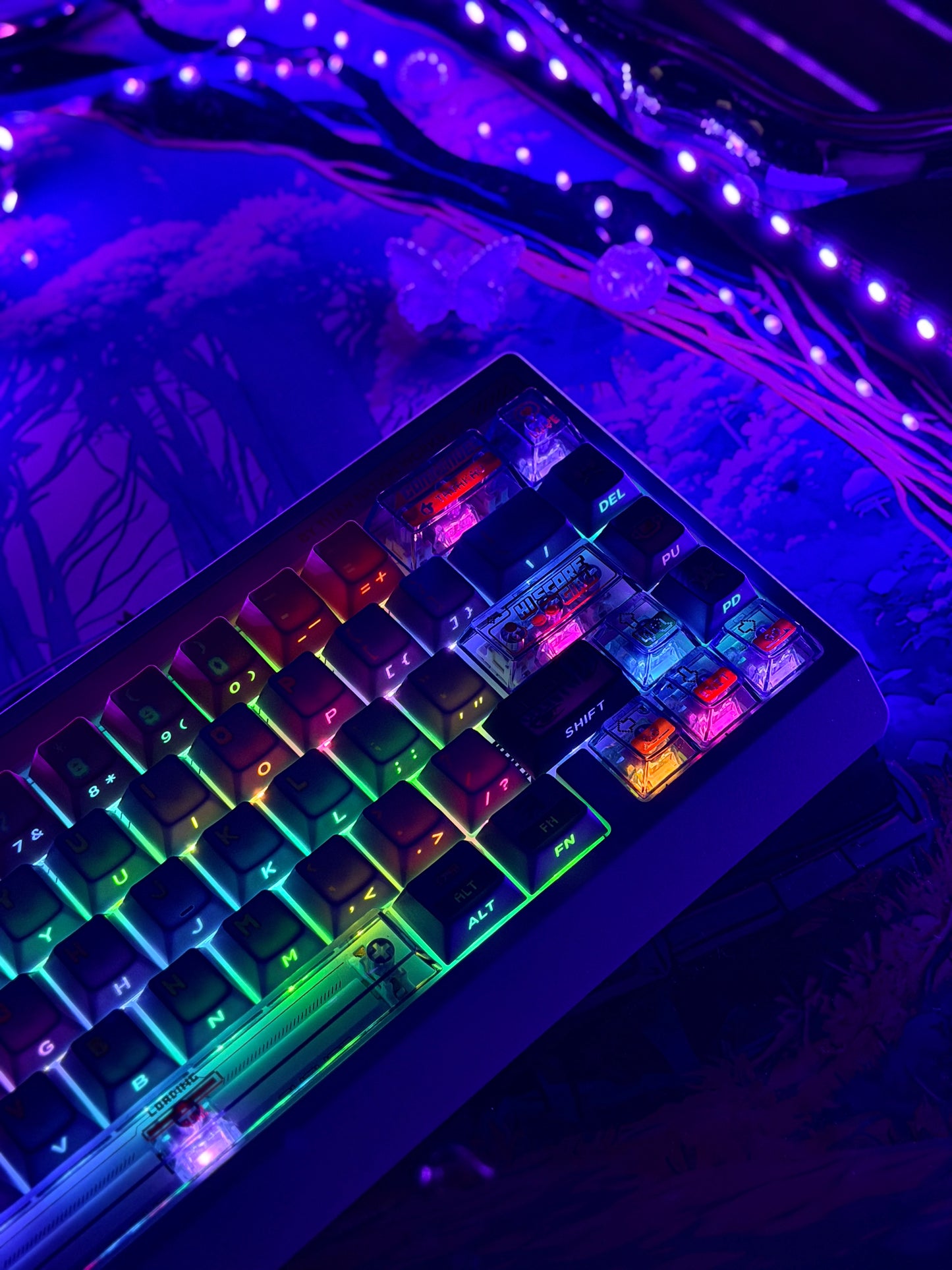 Unboxing Clearance TITAN68HE Purple Pink Magnetic Switch RGB Gaming Keyboard HI SCORE GIRL KEYCAPS