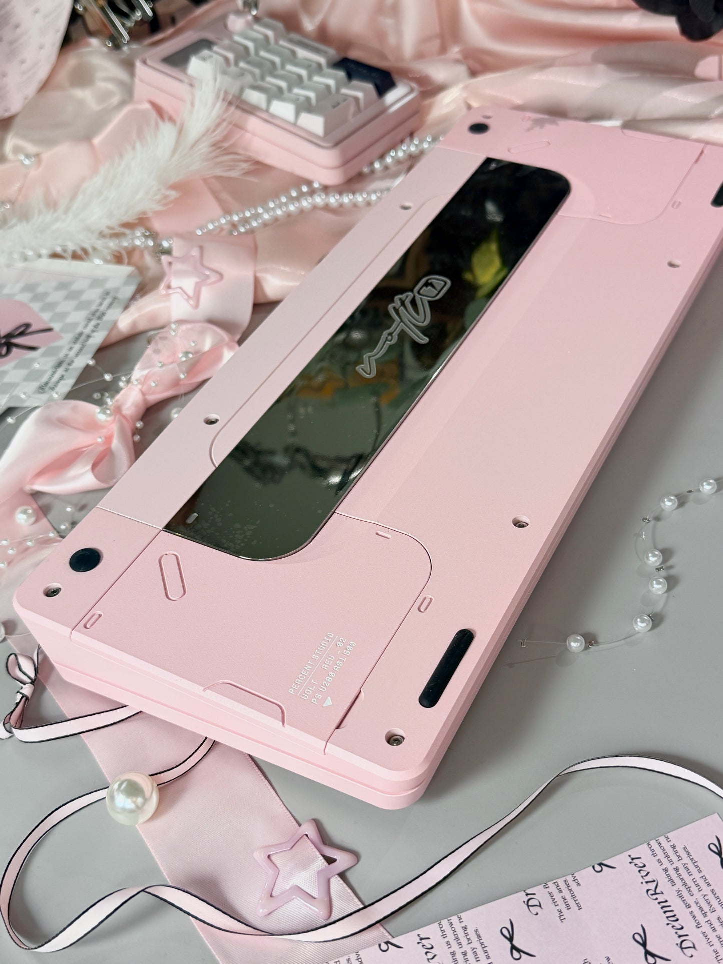 ONLY 1 INSTOCK Prebuilt Aluminum Custom Mechanical Keyboard PERCENTSTUDIO VOLT2.0 Pale Pink Set + VOLT PLUS PAD