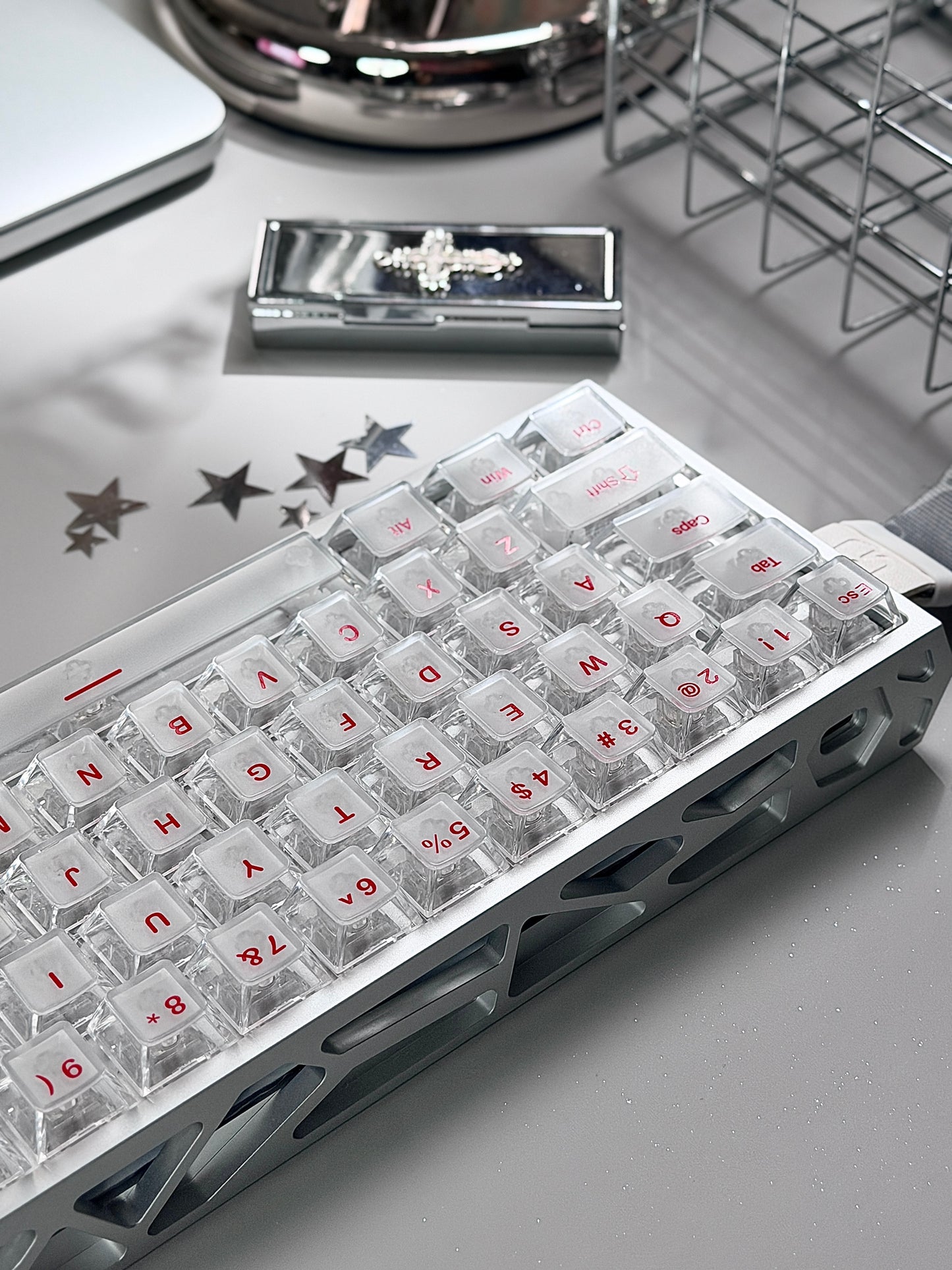 Unboxing Clearance ONLY 1 InstockI ROK Hollow Aluminum Silver MG63 Magnetic Gaming Mechanical Keyboard