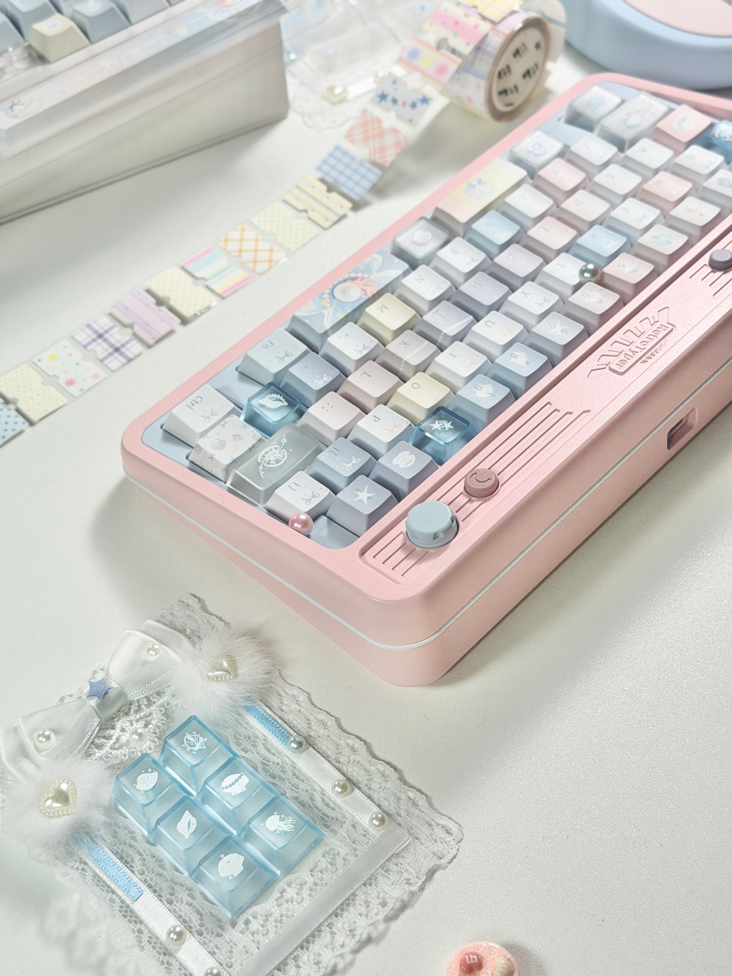 #0269 Pastel Seashell Jellyfish Pearls Keycaps With Foggy Pc Novelty Cherry Profile Designed By Miller