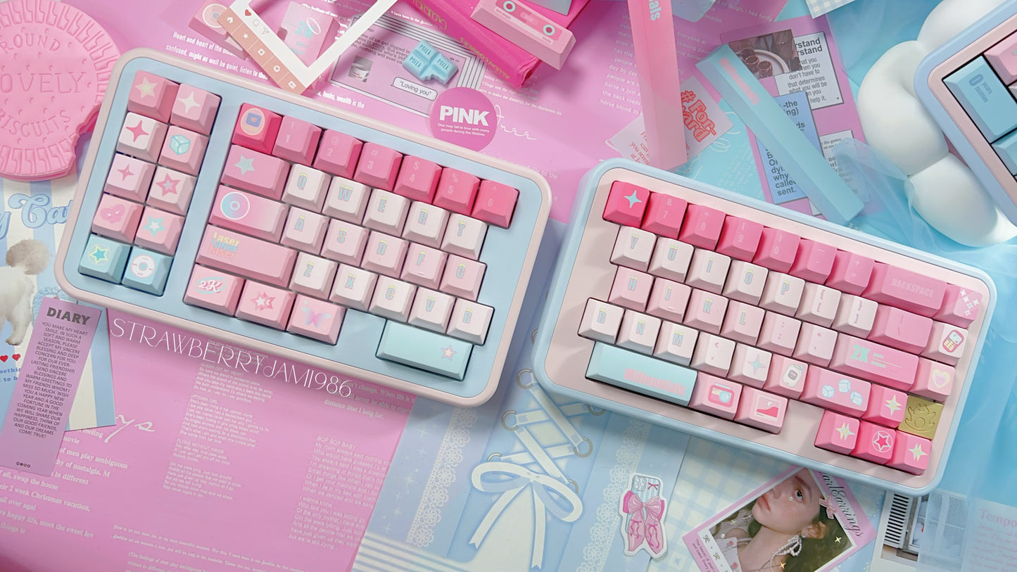 095 Millennial Girl Y2k Style Pink and Blue Keycaps Cherry Profile