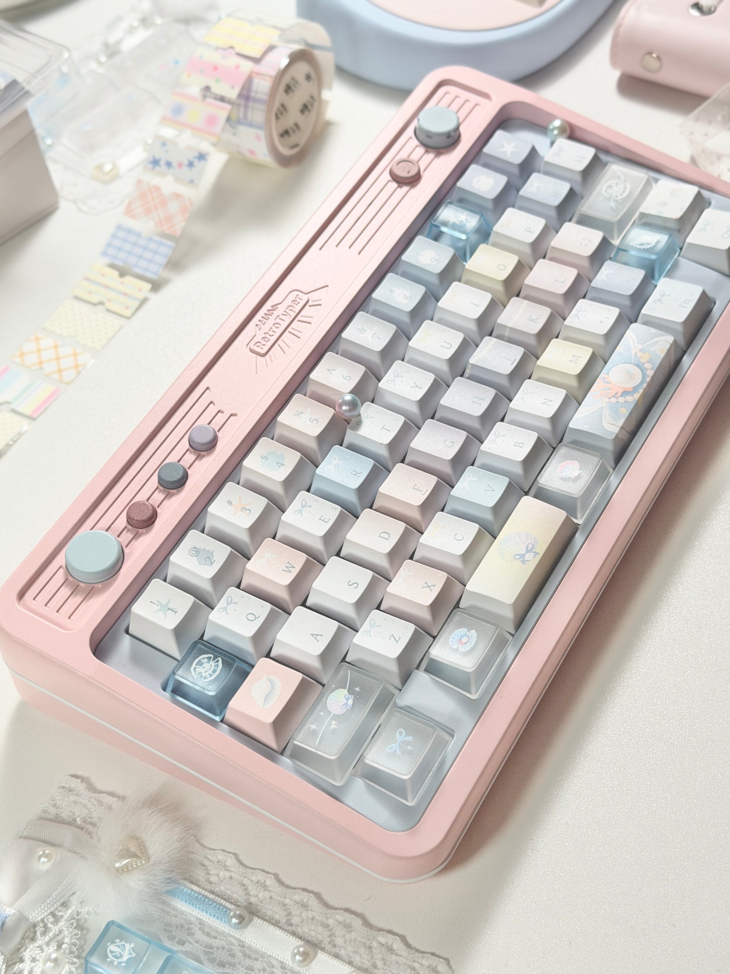 #0269 Pastel Seashell Jellyfish Pearls Keycaps With Foggy Pc Novelty Cherry Profile Designed By Miller