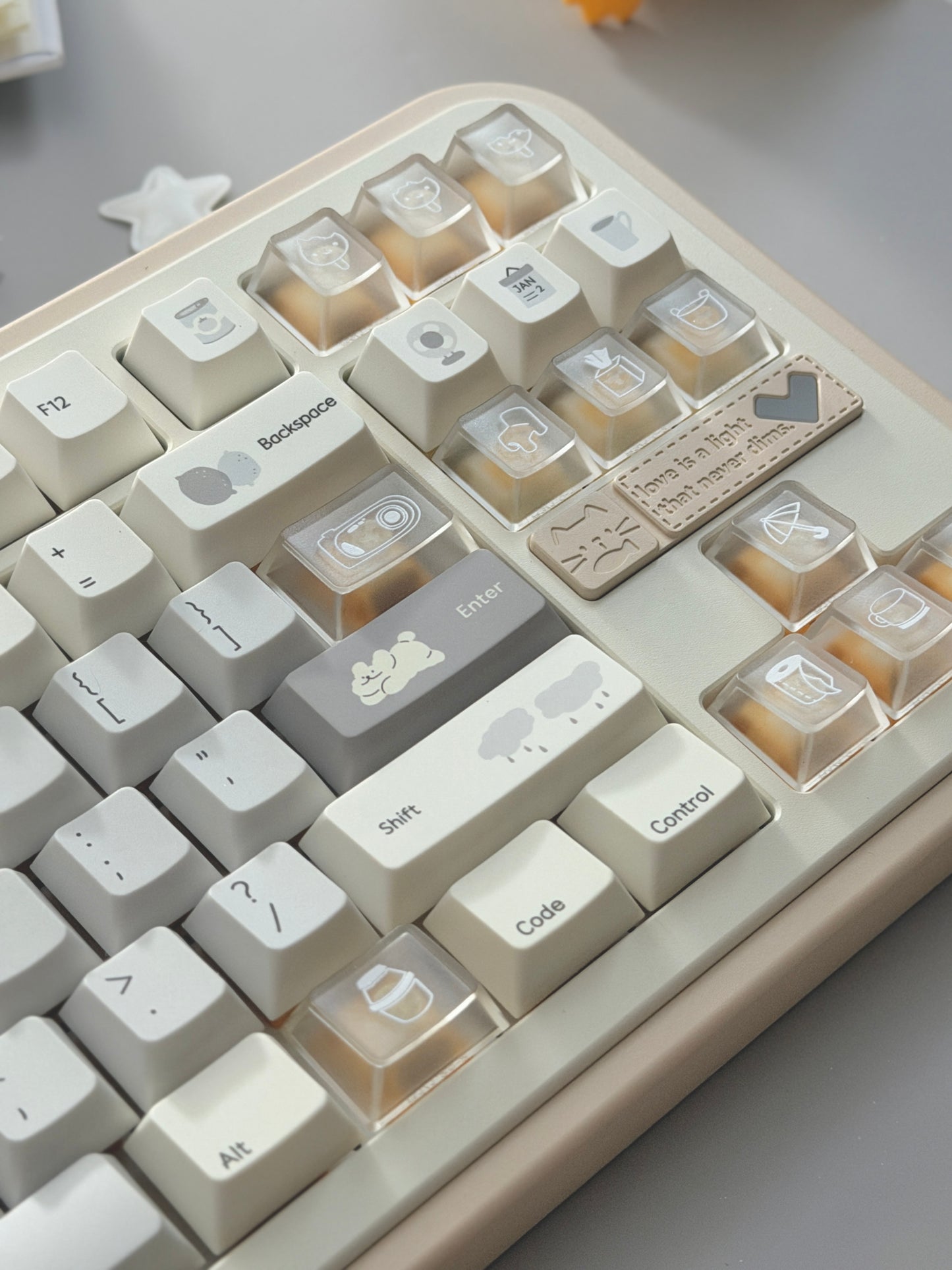 #0280 Cream Sticky Notes Simple and Milk White Pale Gray Keycap Cherry Profile