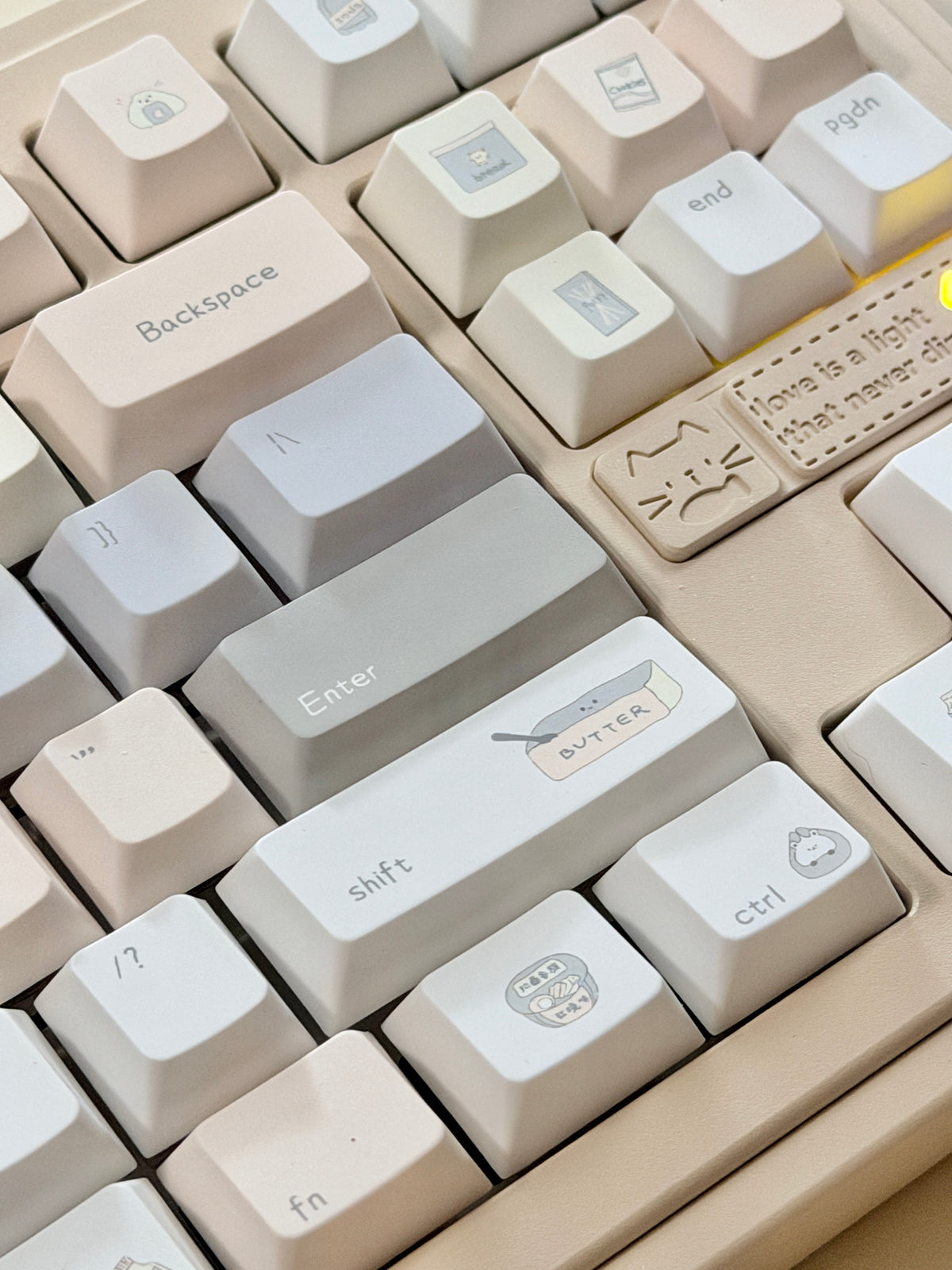 #0315 Tbcats Pastel Cream & Misty Blue Cute Keycap Set | Soft Aesthetic Mechanical Keyboard Keycaps | Kawaii Minimalist Custom Keycaps