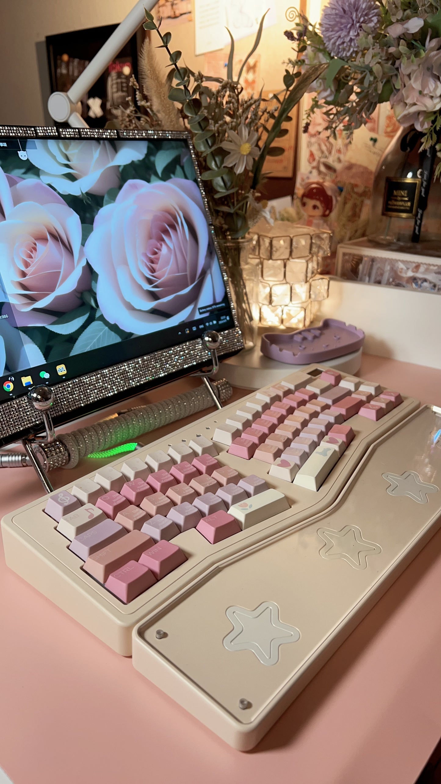 Sound of Music Pastel Pink Lilac Beige Cute Melody Notes Cherry Profile Customized Keycaps