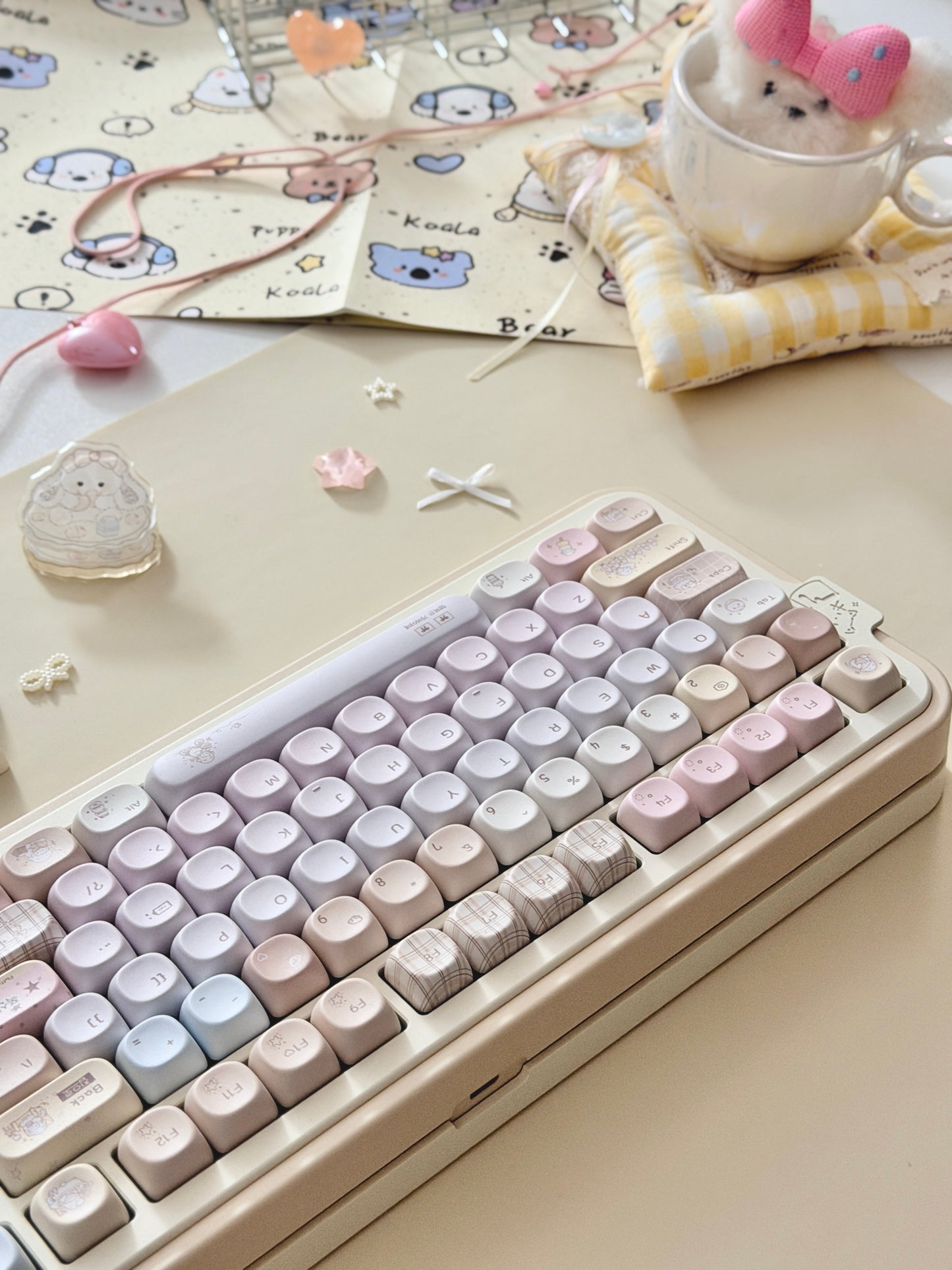 #0292 Cream Pale Pink Lamp Cake Cherry/moa Profile Keycap