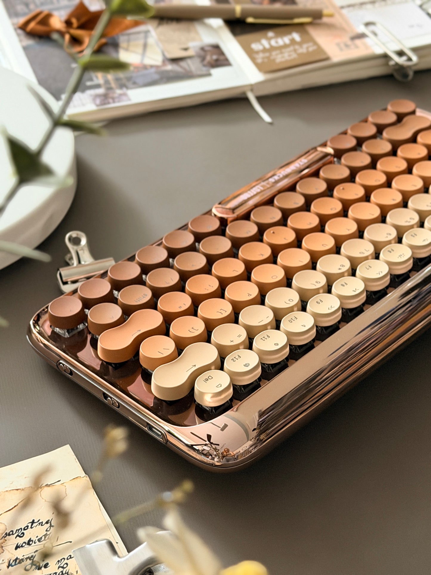 Lofree DOT Coffee Theme Mechanical Keyboard Set For Windows/Mac Tablet Office Bluetooth