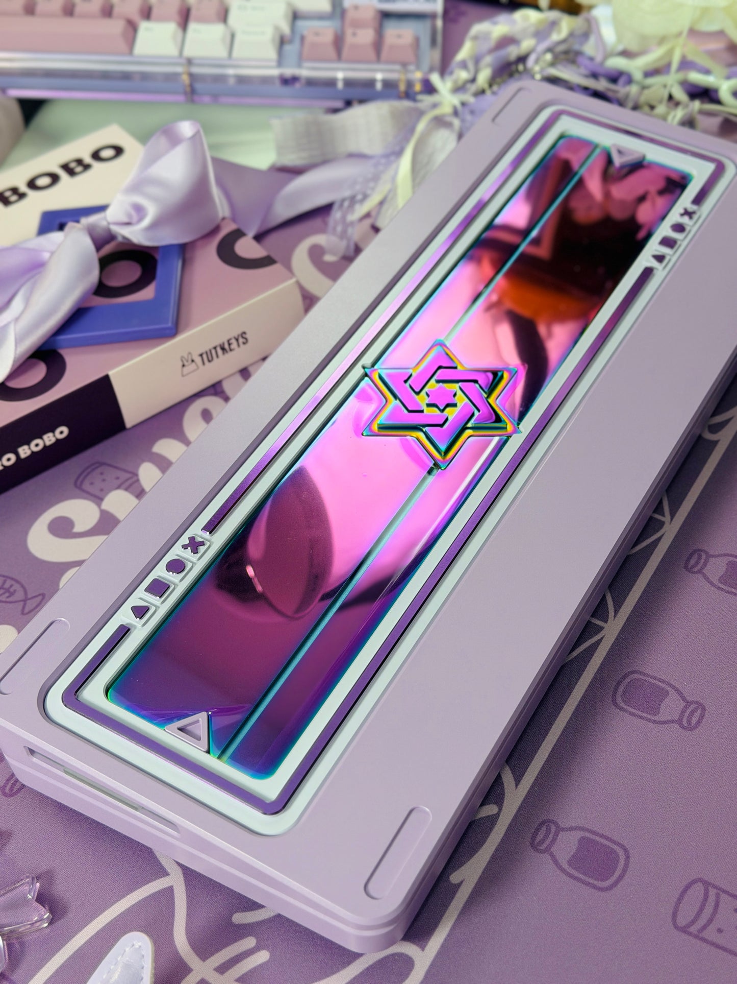 ONLY 1 Instock Prebuilt Aluminum Custom Mechanical Keyboard Polaris80 Purple Set