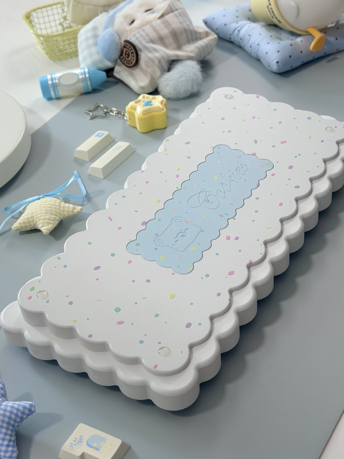 ONLY 1 Instock Prebuilt Aluminum Custom Mechanical Keyboard Cookies75 Blue White Sugar Set