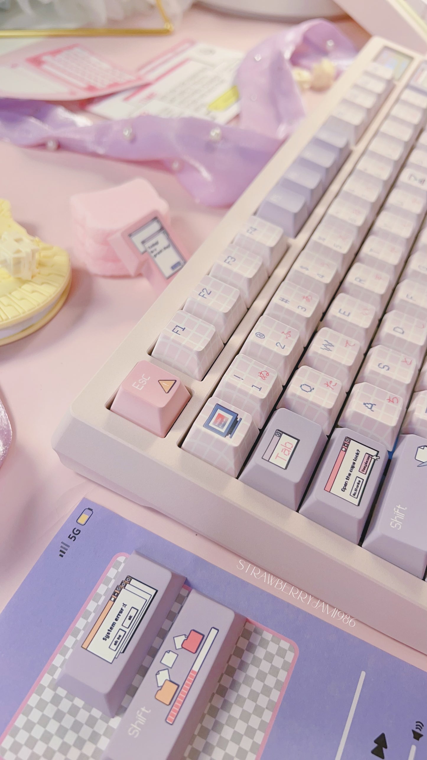 【Only 1 In-stock】Prebuilt ZOOM75 TIGA strawberry icecream pastel Pink tri_mode Aluminum Customized Mechanical Keyboard set （not including number pad）