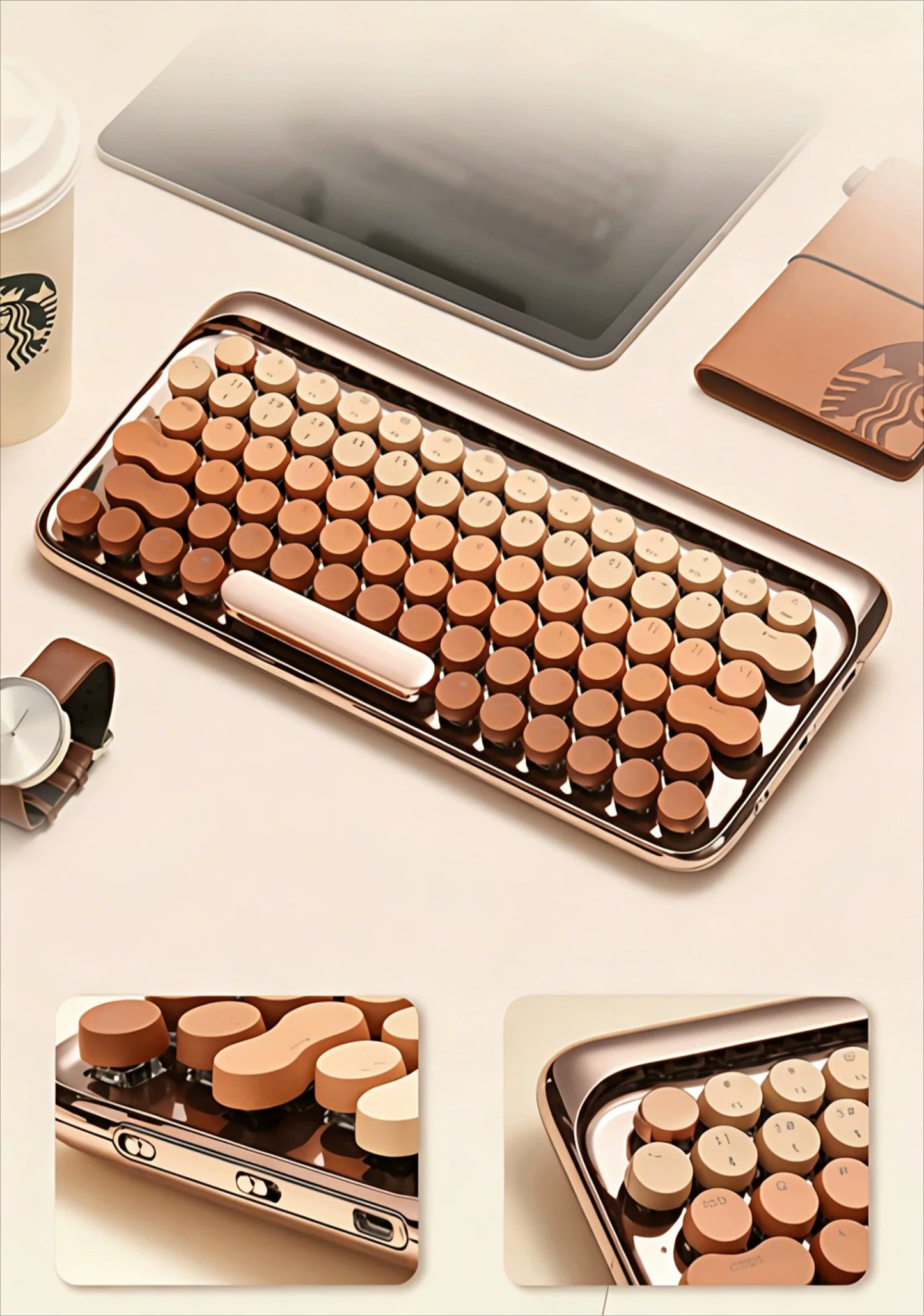 Lofree DOT Coffee Theme Mechanical Keyboard Set For Windows/Mac Tablet Office Bluetooth