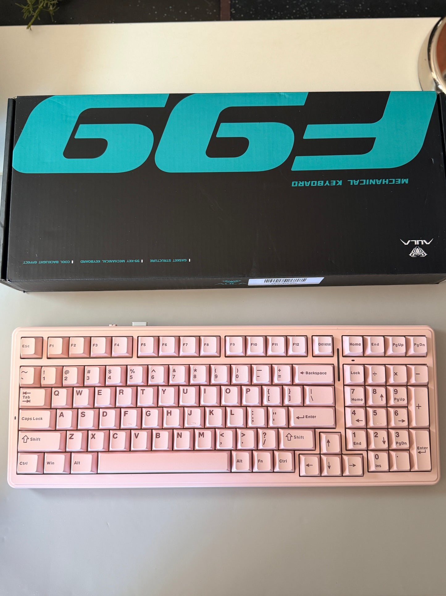 Unboxing Clearance ONLY 1 Instock Light Pink AULA F99 Wireless Mechanical Silent Keyboard with Numpad RGB Backlit