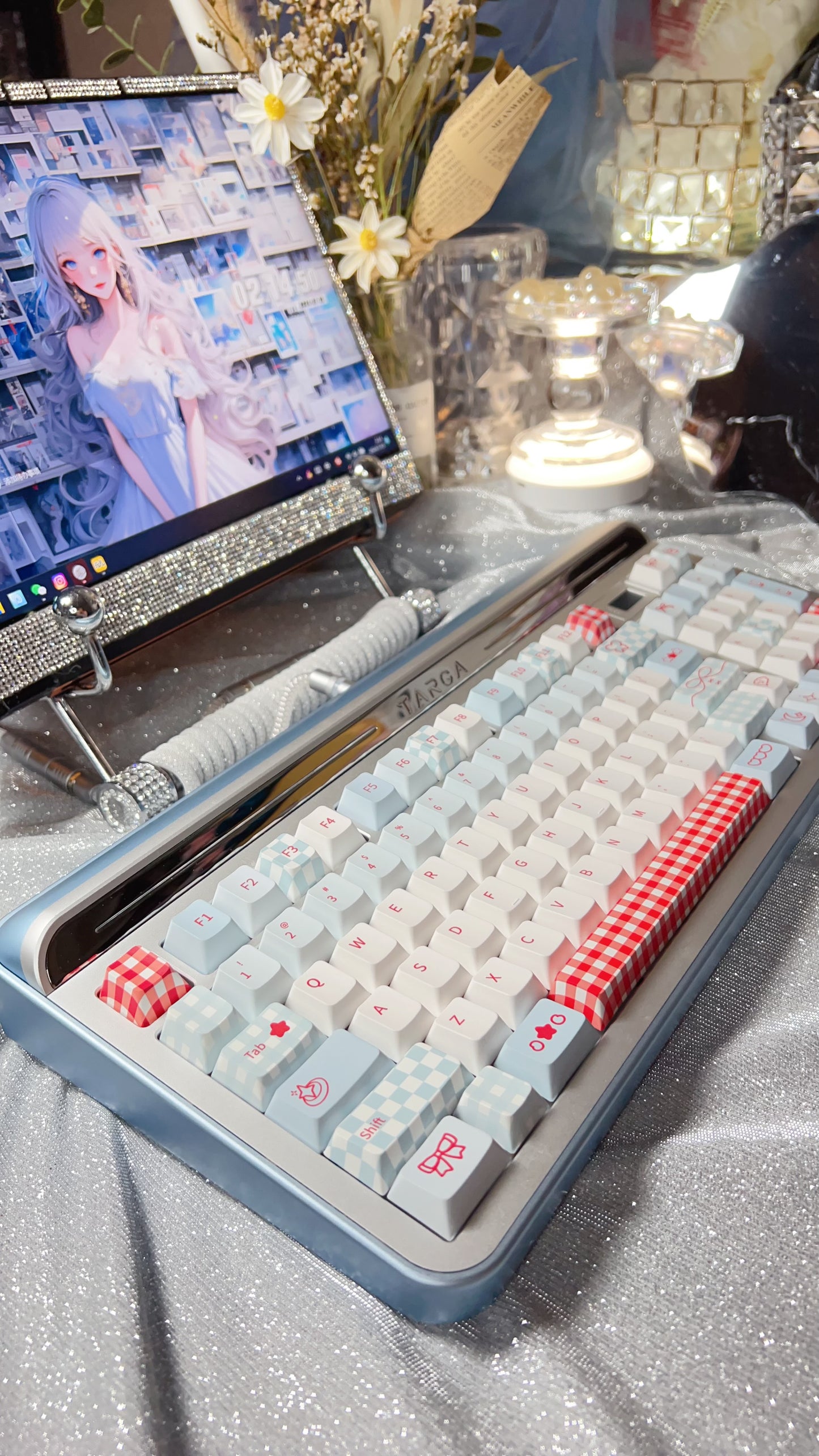 Prebuilt Targa98 Silver Blue Aluminum Customized Mechanical Keyboard