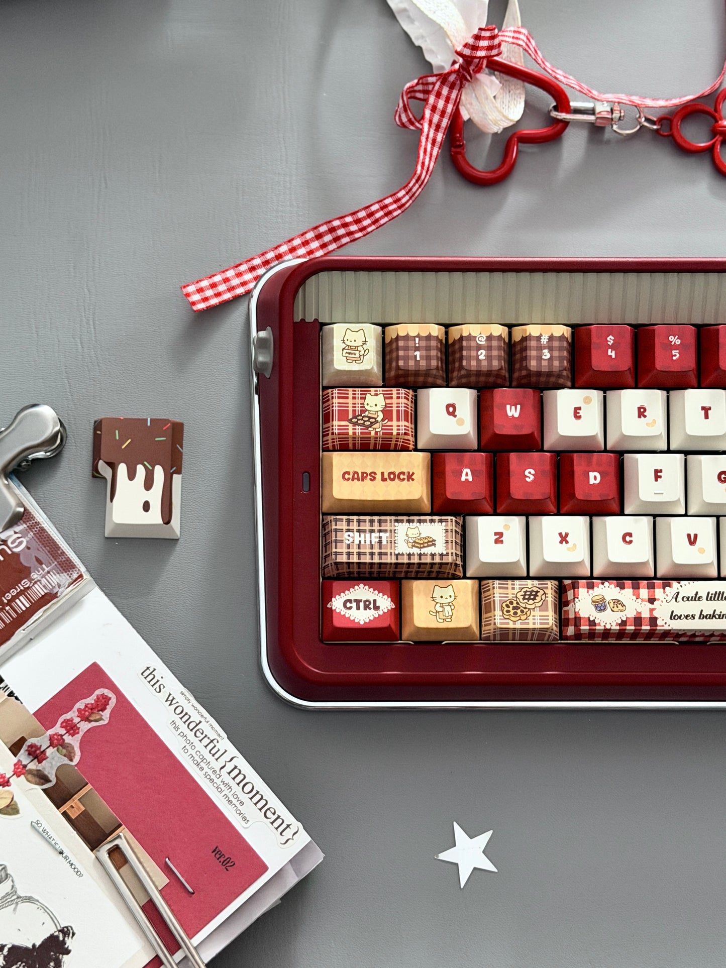 ONLY 1 Instock Olleh65 Prebuilt Aluminum Custom Mechanical Keyboard Red Set ➕ Soap Number Pad