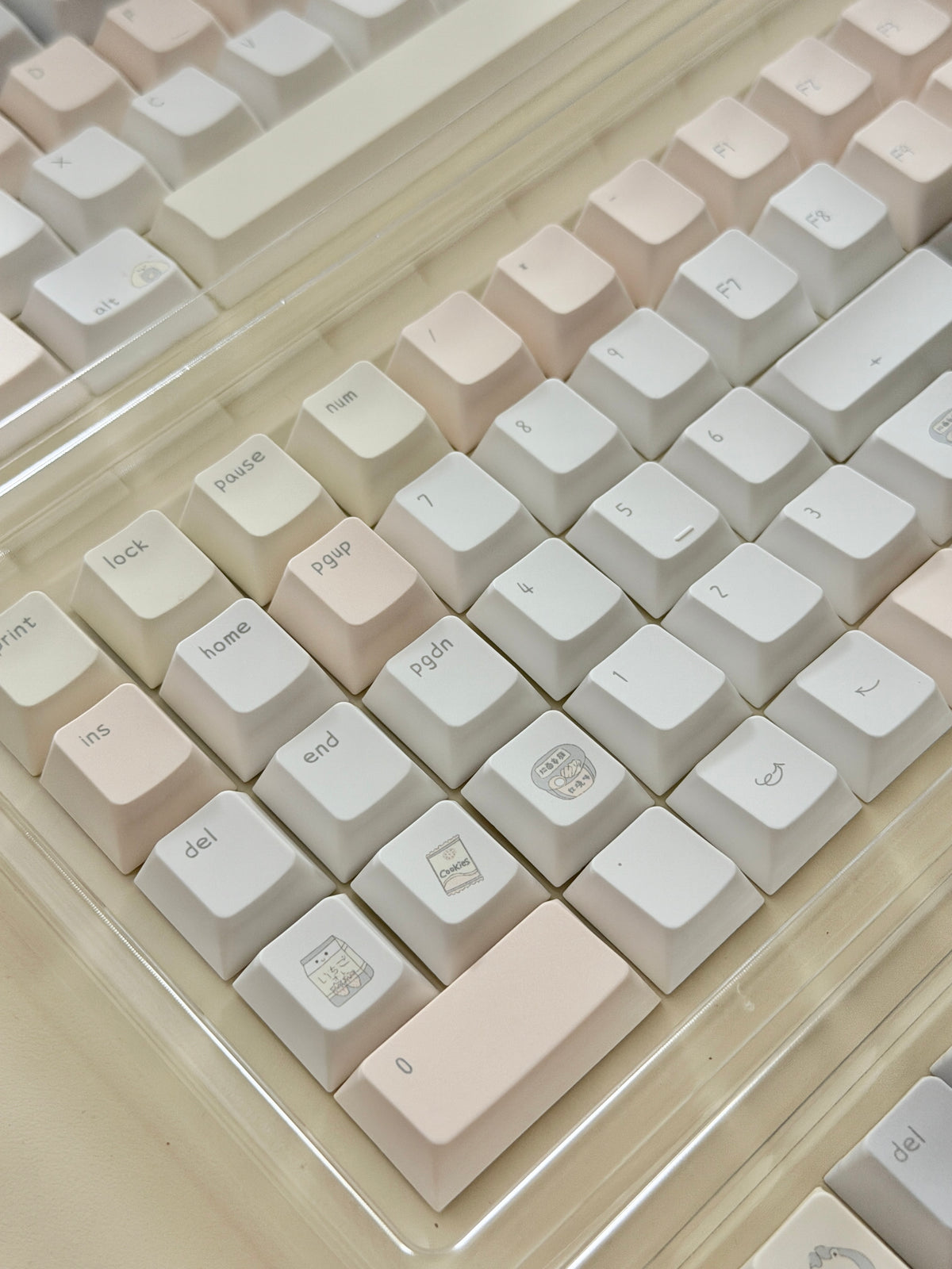 #0315 Tbcats Pastel Cream & Misty Blue Cute Keycap Set | Soft Aesthetic Mechanical Keyboard Keycaps | Kawaii Minimalist Custom Keycaps