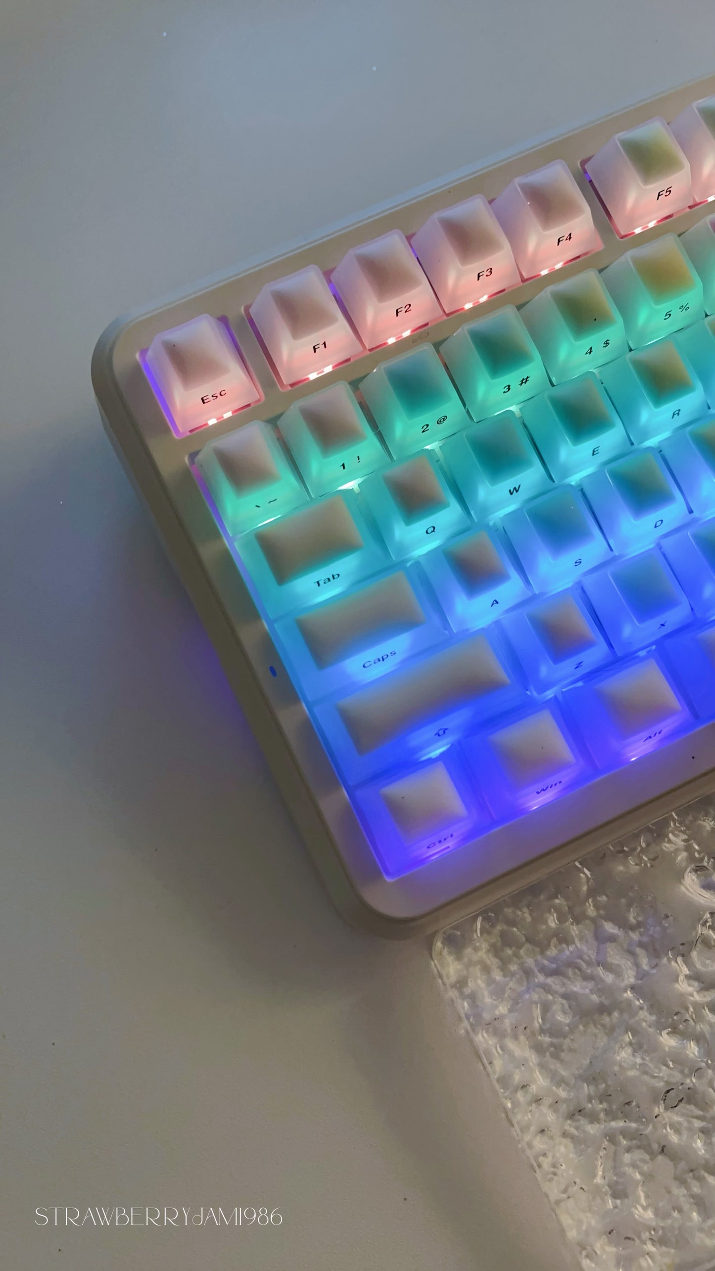 114 Rainbow Fudge Keycaps Fog Clear Silicone Material Soft Bounce Cute Keycaps Cherry Profile 124-key Side-print