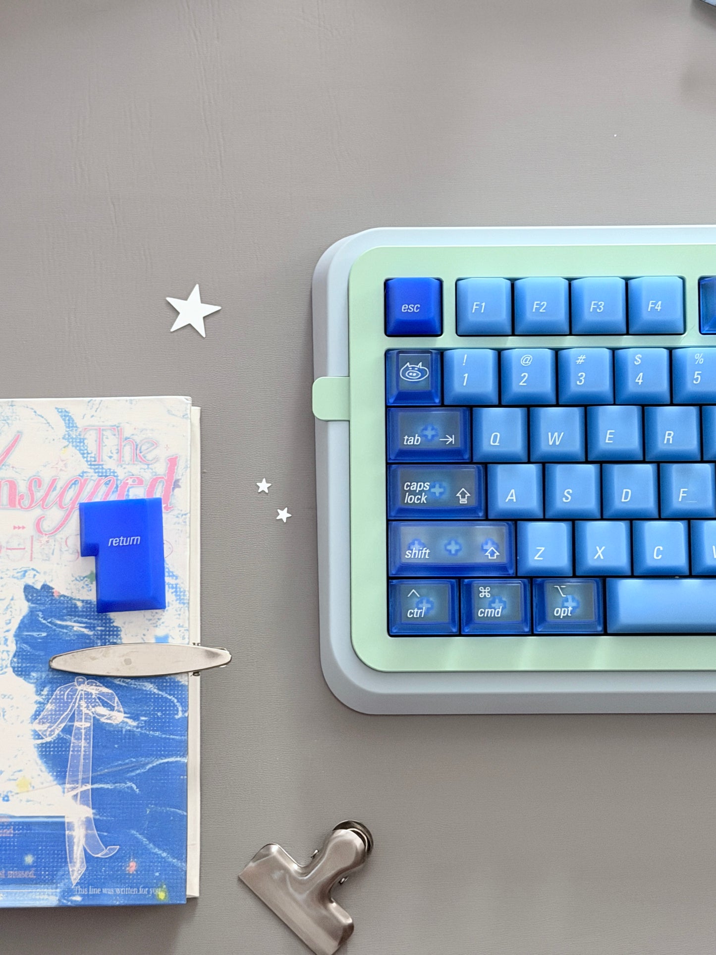ONLY 1 Instock Prebuilt Aluminum Custom Mechanical Keyboard Blue Green Soap75 Wireless Set
