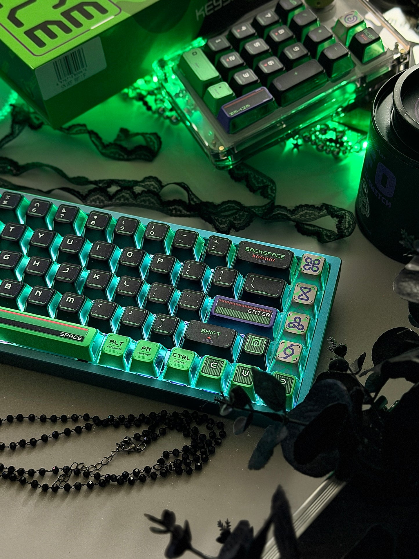 Unboxing For SALEs Meet68 Prebuilt Aurora Green Aluminum Custom Gaming Keyboard + GravaStar UFO Magnetic Switch + Keytok Snake Bell Keycap Set