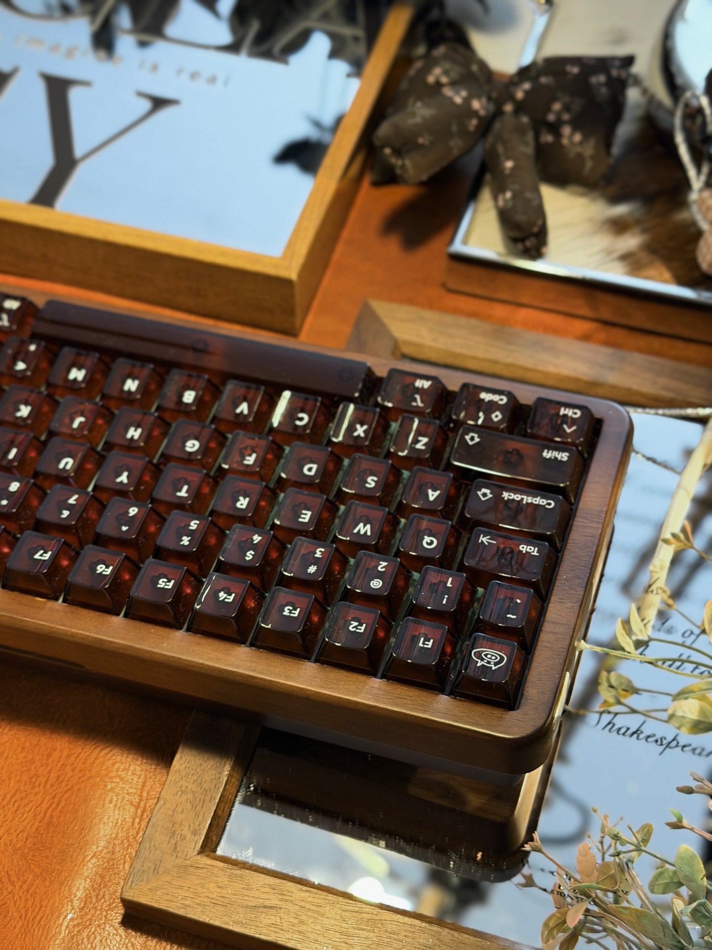 Unboxing Clearance ONLY 1 Instock WOMIER WD75 WIRELESS WOODEN KEYBOARD ➕ lelelab Lele Gems Crystal Keycaps