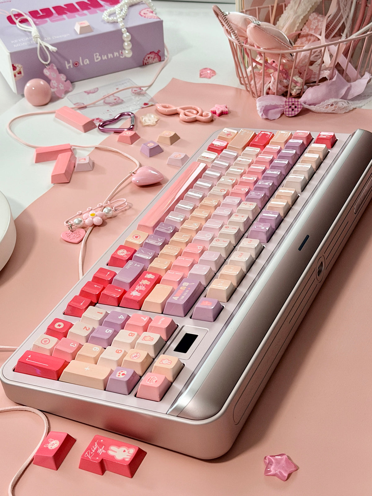 ONLY 1 Instock Prebuilt Targa98 Anordized Pink Aluminum Custom Mechanical Keyboard