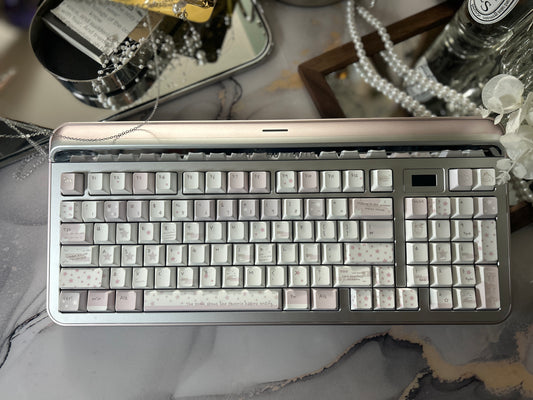 ONLY 1 Instock Prebuilt Aluminum Customized Mechanical Keyboard Targa98 Silver Pink Set