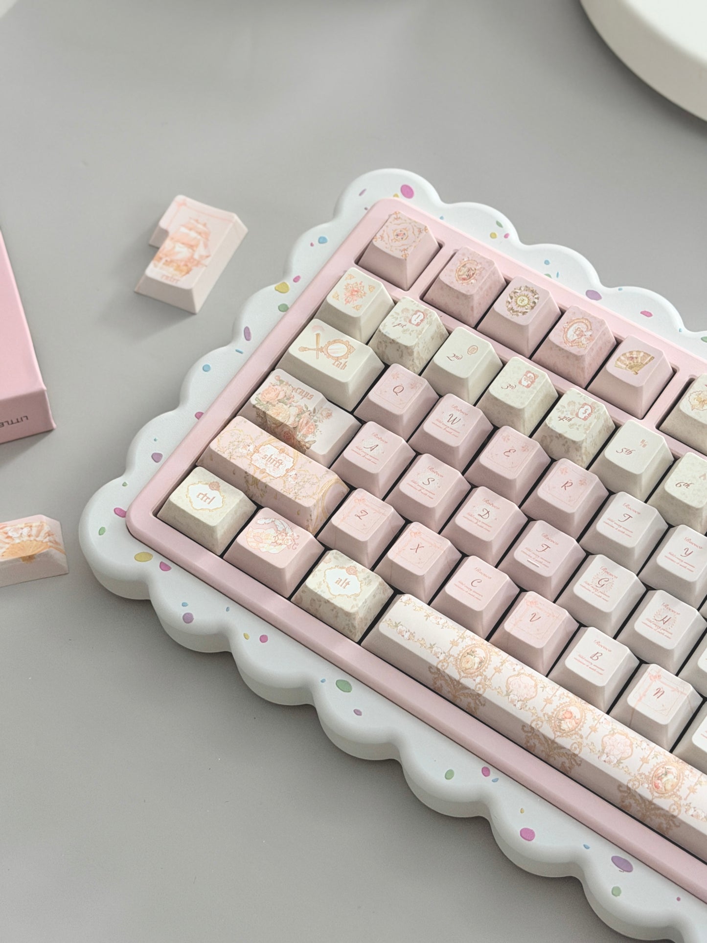 ONLY 1 Instock Prebuilt Aluminum Customized Mechanical Keyboard Cookies75 Pink Sugar Set & Cake Pad