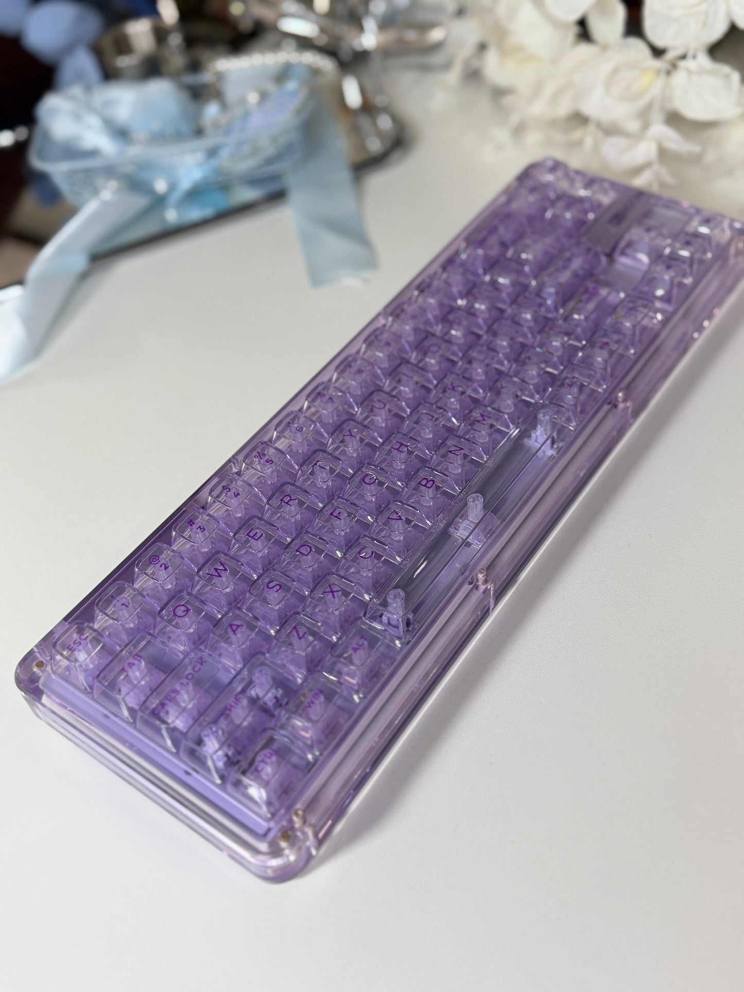 Unboxing For SALEs KiiBOOM Phantom 68 Purple Crystal Mechanical Keyboard + Taro Bobo Keycaps Alpha-A Set & Small Block