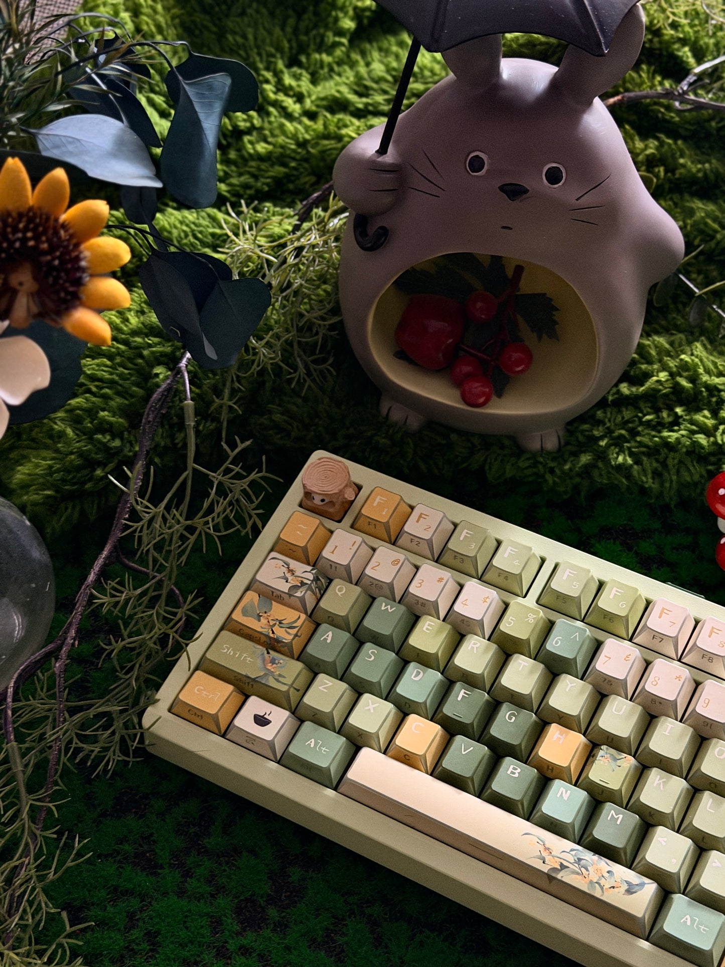 ONLY 1 Prebuilt Aluminum Customized Mechanical Keyboard Zoom75 TIGA Milky Green Tri-Mode Wireless Backlit ➕ URE Keycaps