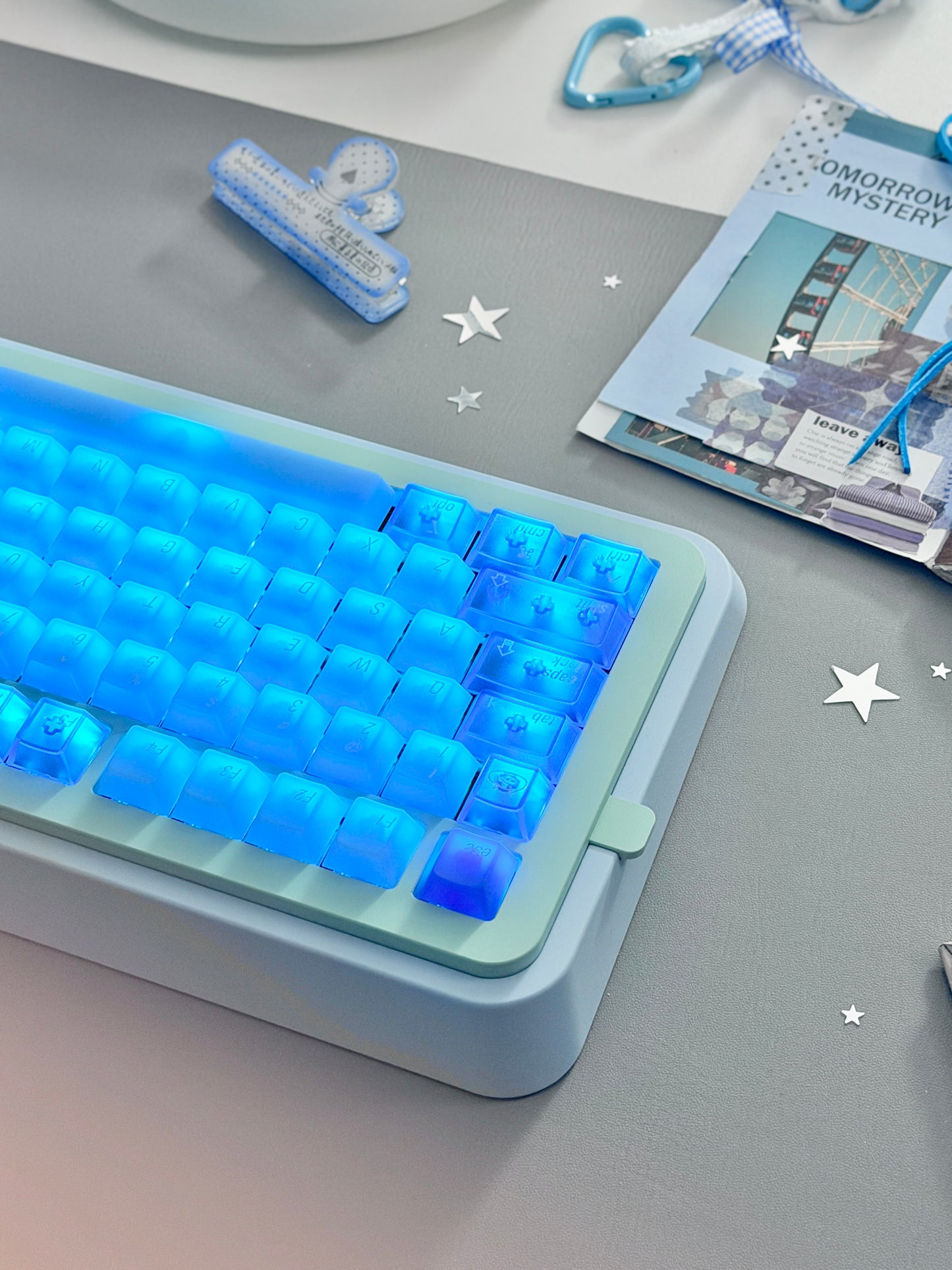 ONLY 1 Instock Prebuilt Aluminum Custom Mechanical Keyboard Blue Green Soap75 Wireless Set