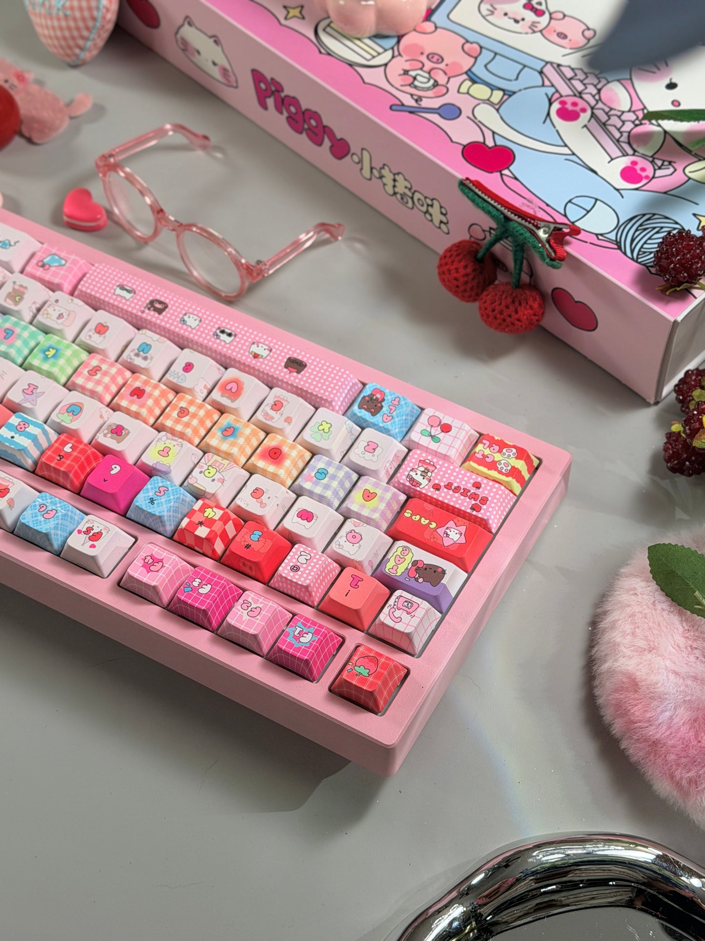 Unboxing Clearance ONLY 1 Instock Prebuilt Galaxy80 Pink Aluminum Customized Mechanical Keyboard + Kitty keycap Set